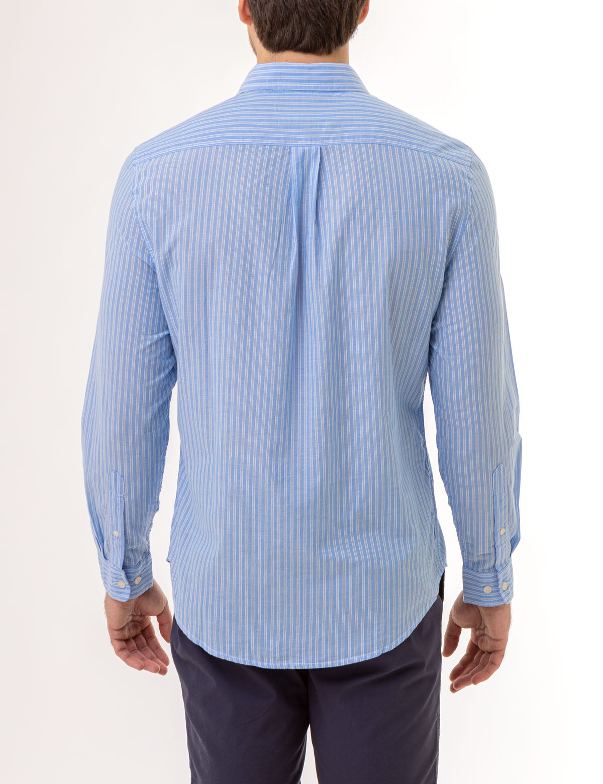 Vertical Stripe Long Sleeve Woven Shirt for Men | Casual Office Wear