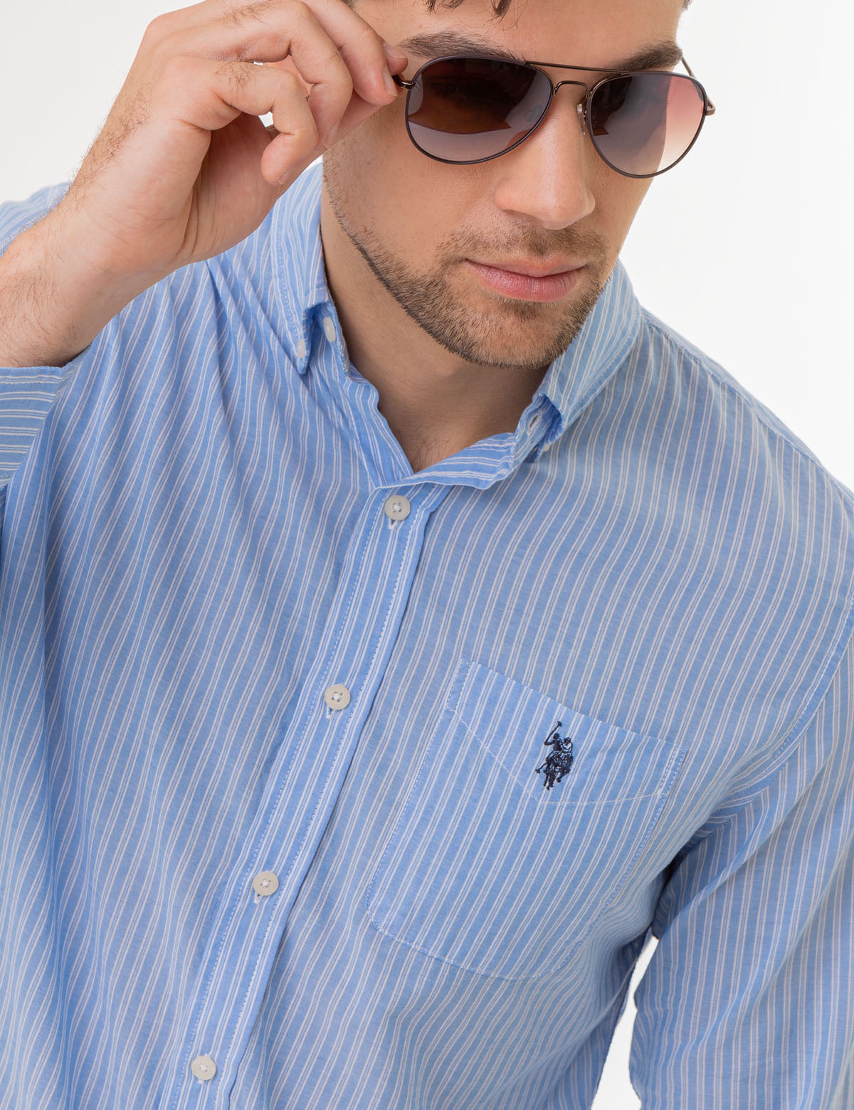 Vertical Stripe Long Sleeve Woven Shirt for Men | Casual Office Wear