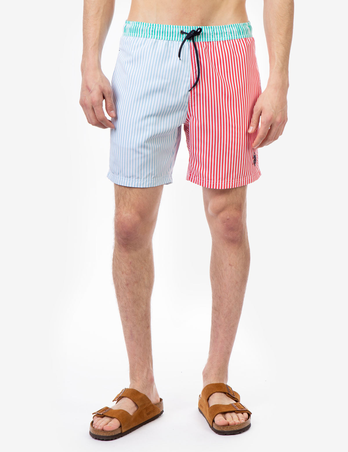 Men's 7" Vertical Stripe Swim Trunks with Pockets | Elastic Waistband