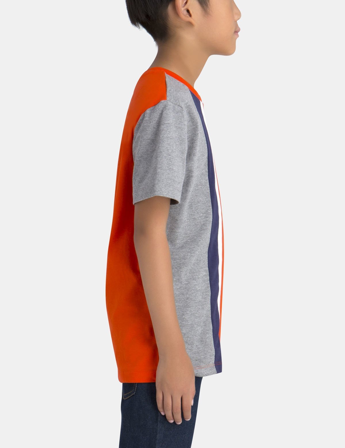 Vertical Stripe Cotton T-Shirt with Embroidered Logo | Crew Neck