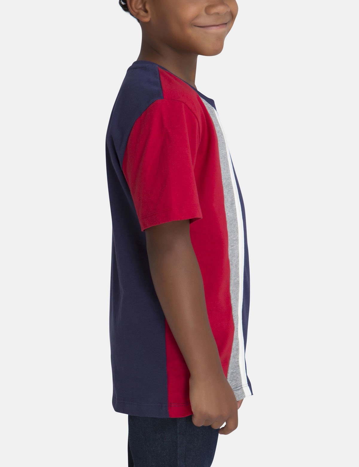 Vertical Stripe Cotton T-Shirt with Embroidered Logo | Crew Neck
