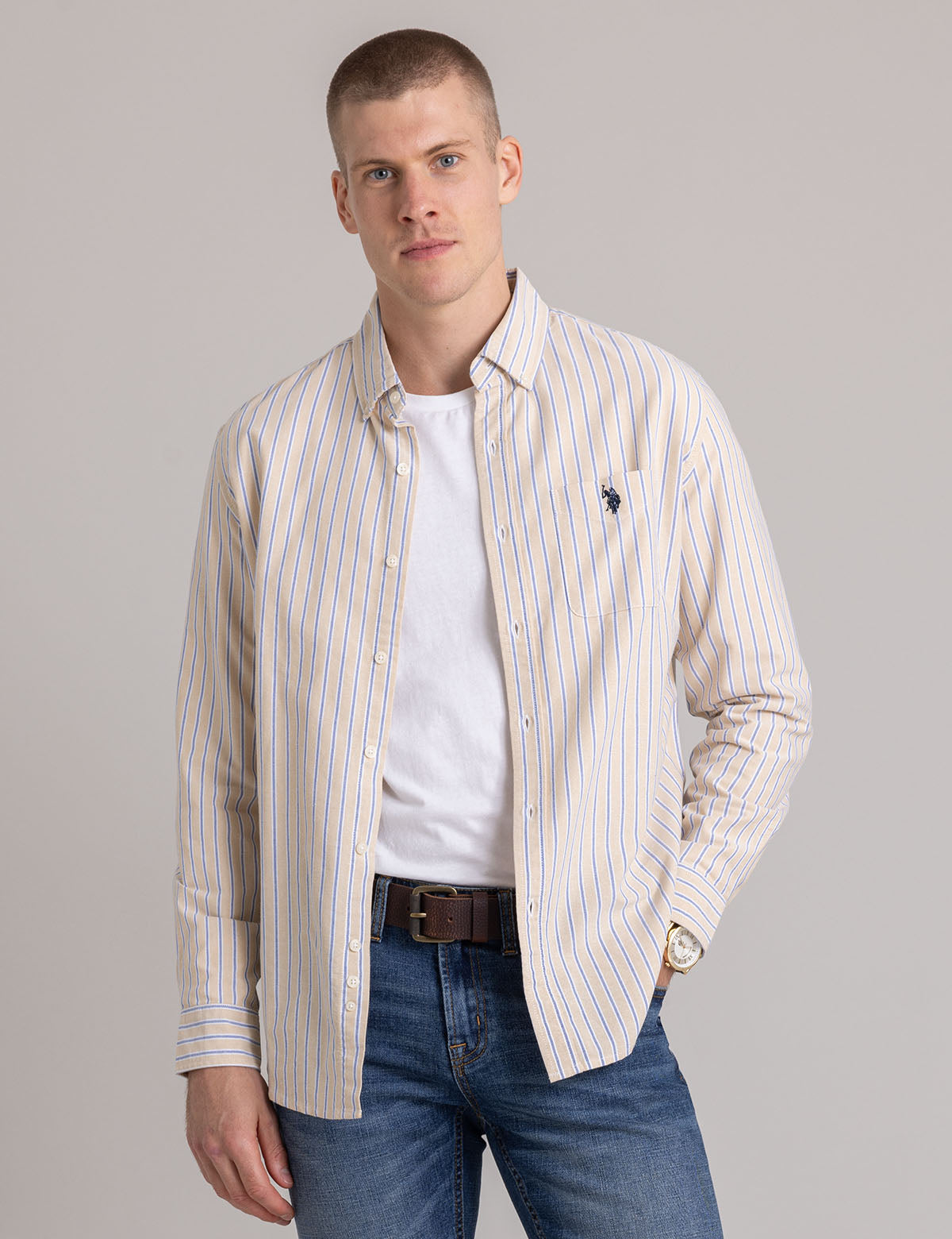 Vertical Stripe Oxford Shirt | Yarn Dye Casual Wear