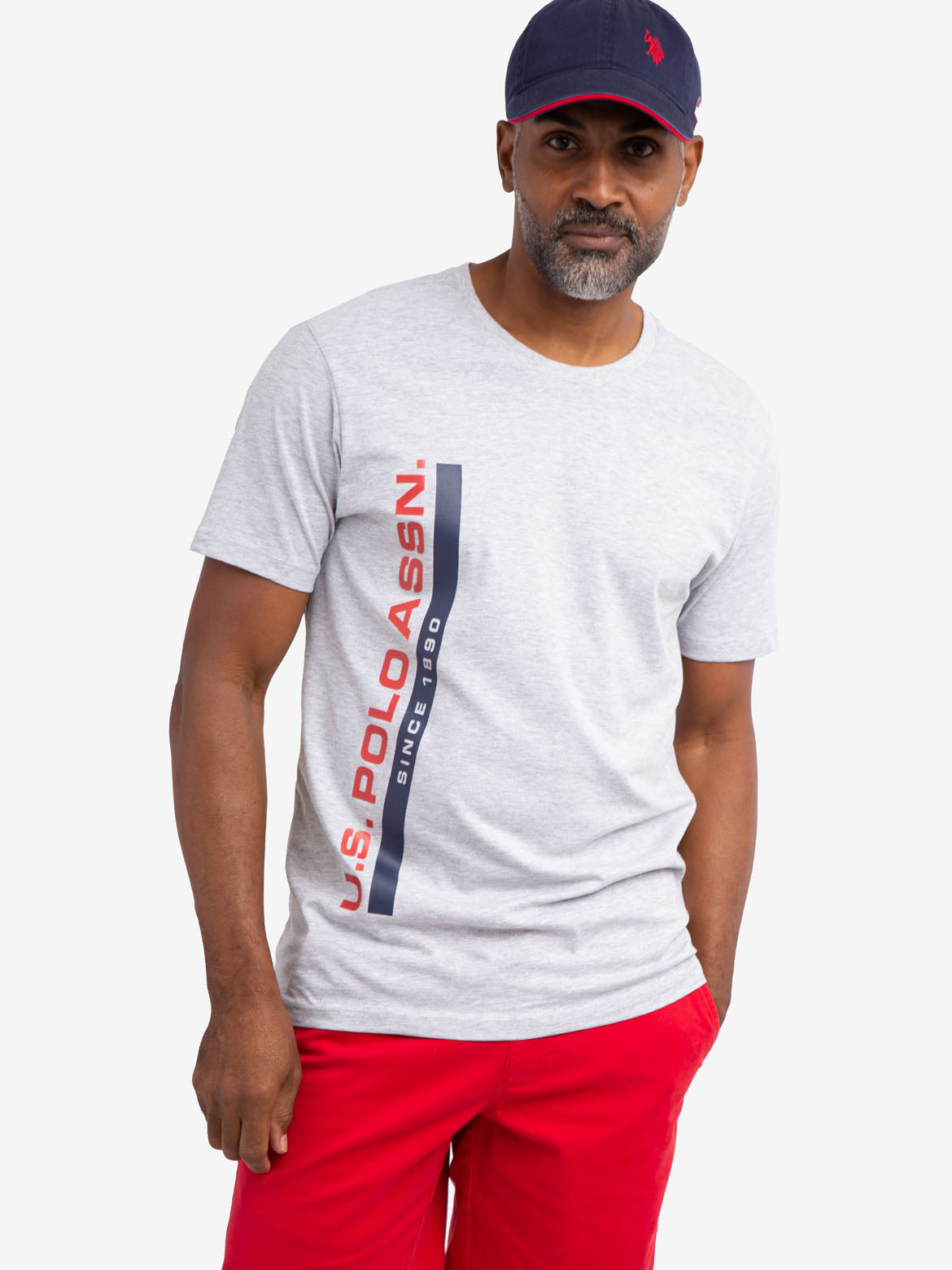 Vertical Wordmark Graphic Crew Neck T-Shirt | Casual Cotton Tee