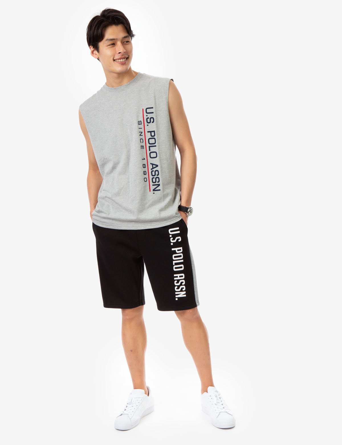 Muscle Tank with U.S. POLO ASSN. Lettering | Sleeveless Crew Neck