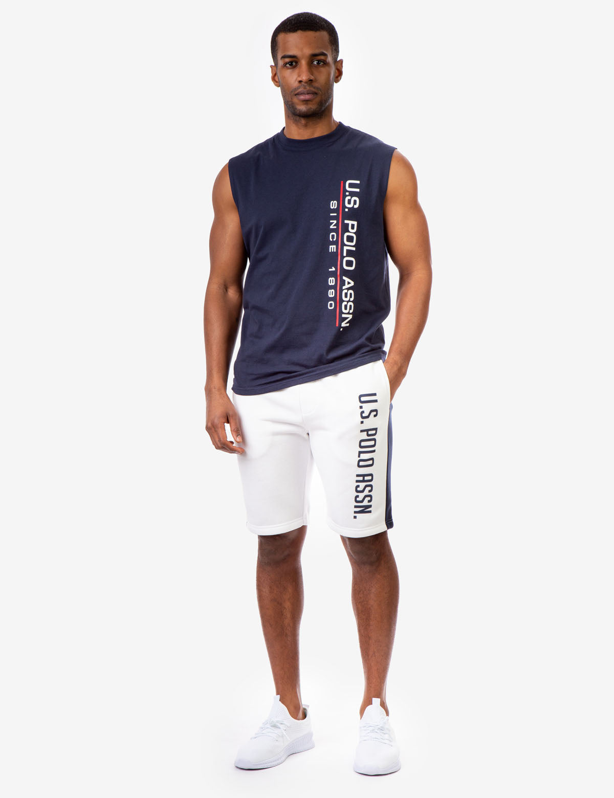 Muscle Tank with U.S. POLO ASSN. Lettering | Sleeveless Crew Neck