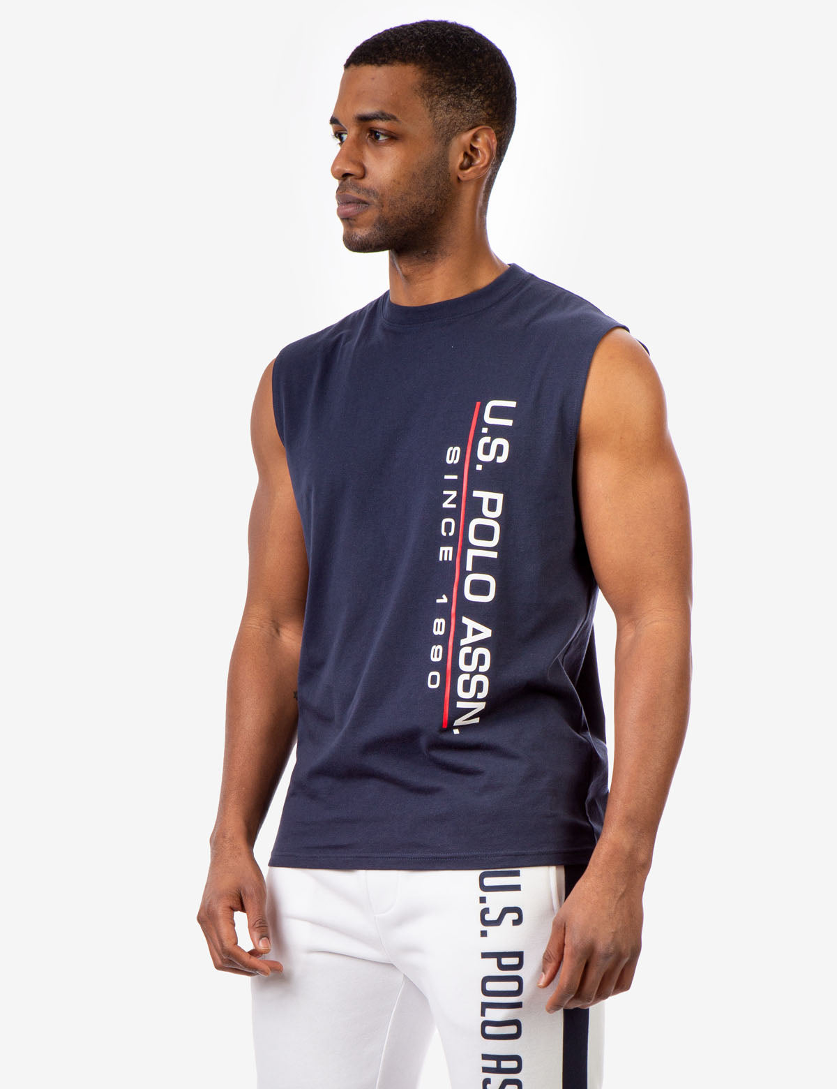 Muscle Tank with U.S. POLO ASSN. Lettering | Sleeveless Crew Neck