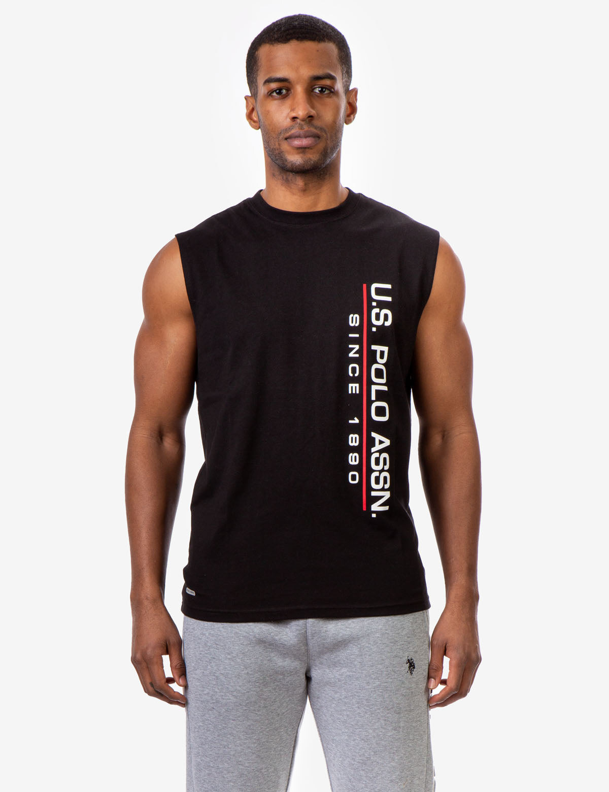 Muscle Tank with U.S. POLO ASSN. Lettering | Sleeveless Crew Neck