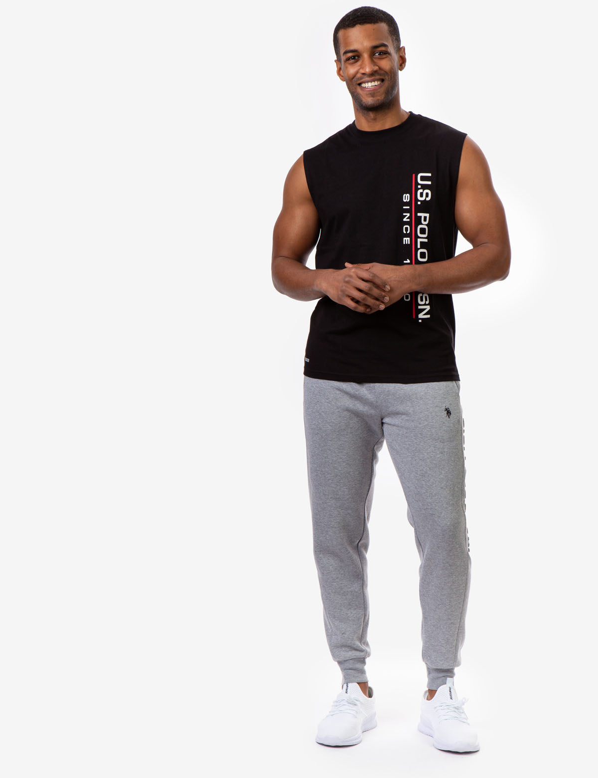 Muscle Tank with U.S. POLO ASSN. Lettering | Sleeveless Crew Neck