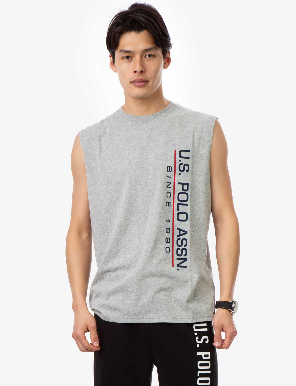 Muscle Tank with U.S. POLO ASSN. Lettering | Sleeveless Crew Neck