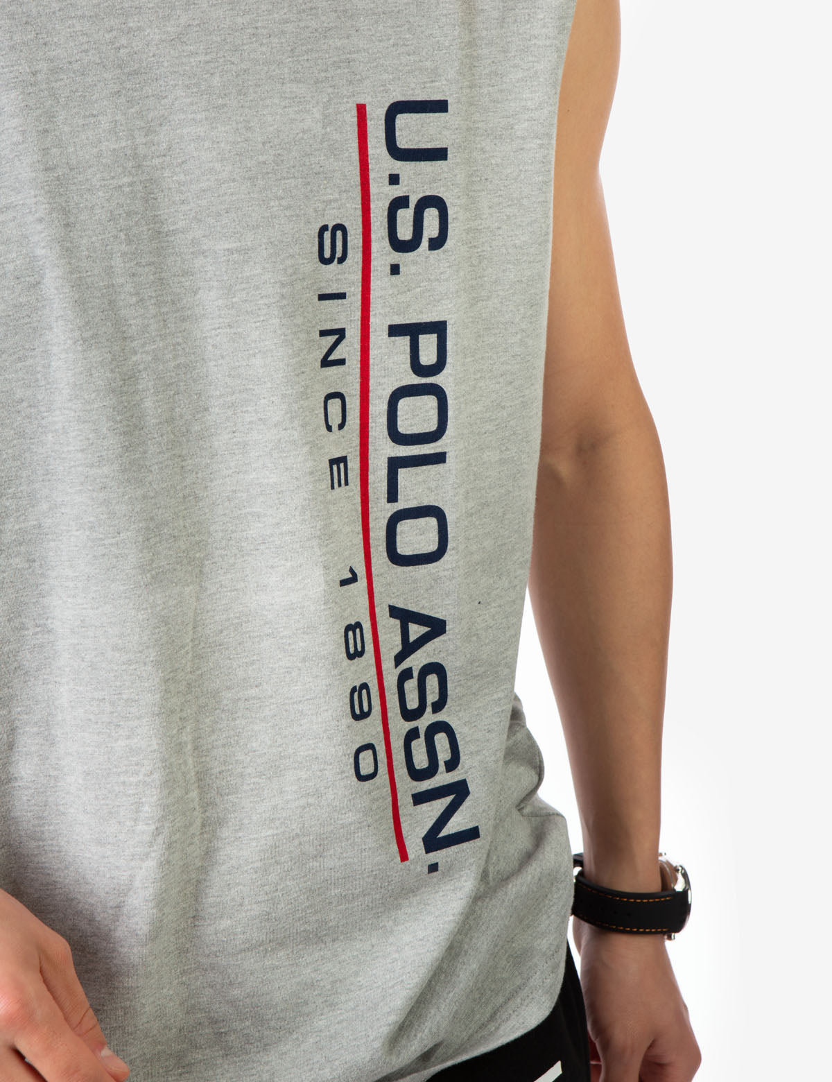 Muscle Tank with U.S. POLO ASSN. Lettering | Sleeveless Crew Neck