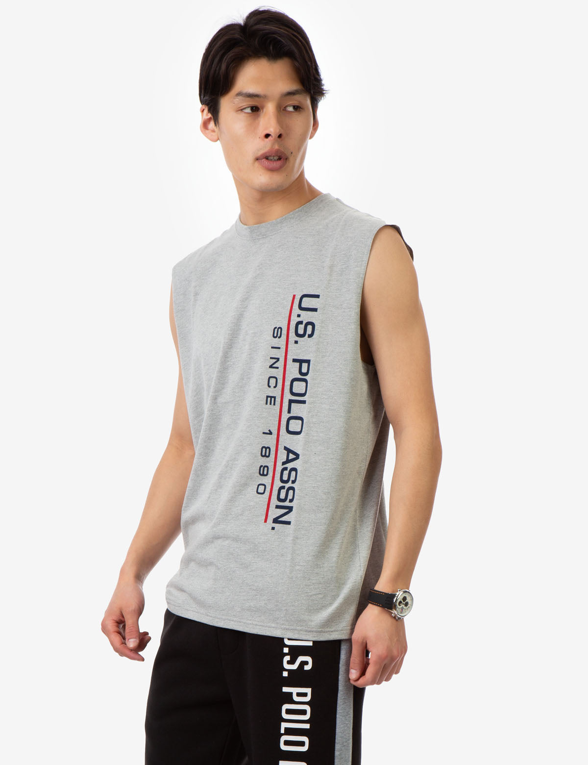 Muscle Tank with U.S. POLO ASSN. Lettering | Sleeveless Crew Neck