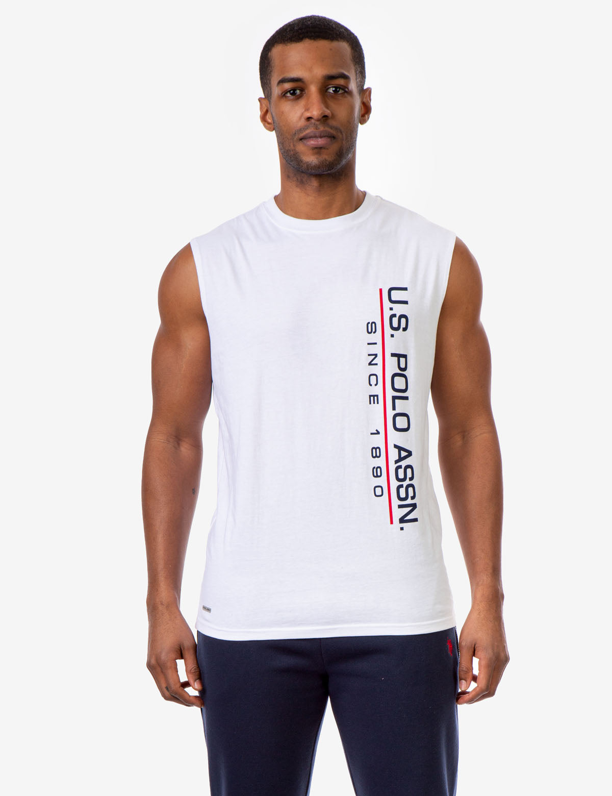 Muscle Tank with U.S. POLO ASSN. Lettering | Sleeveless Crew Neck