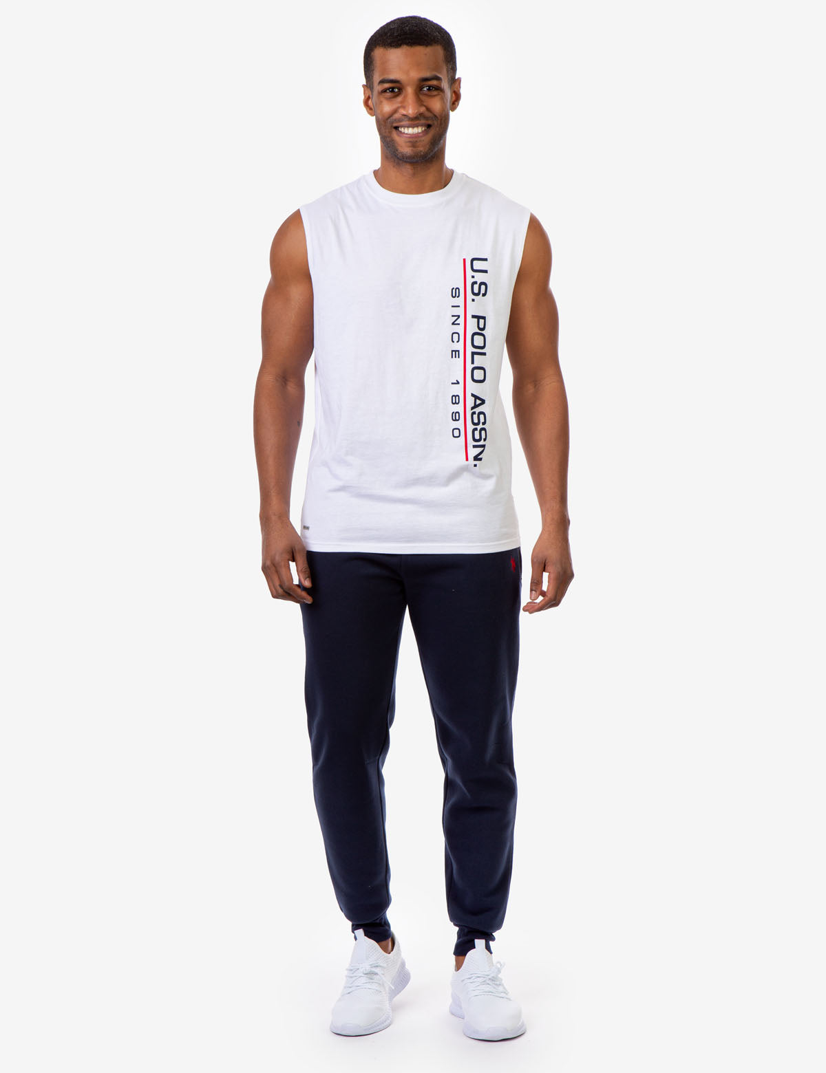 Muscle Tank with U.S. POLO ASSN. Lettering | Sleeveless Crew Neck