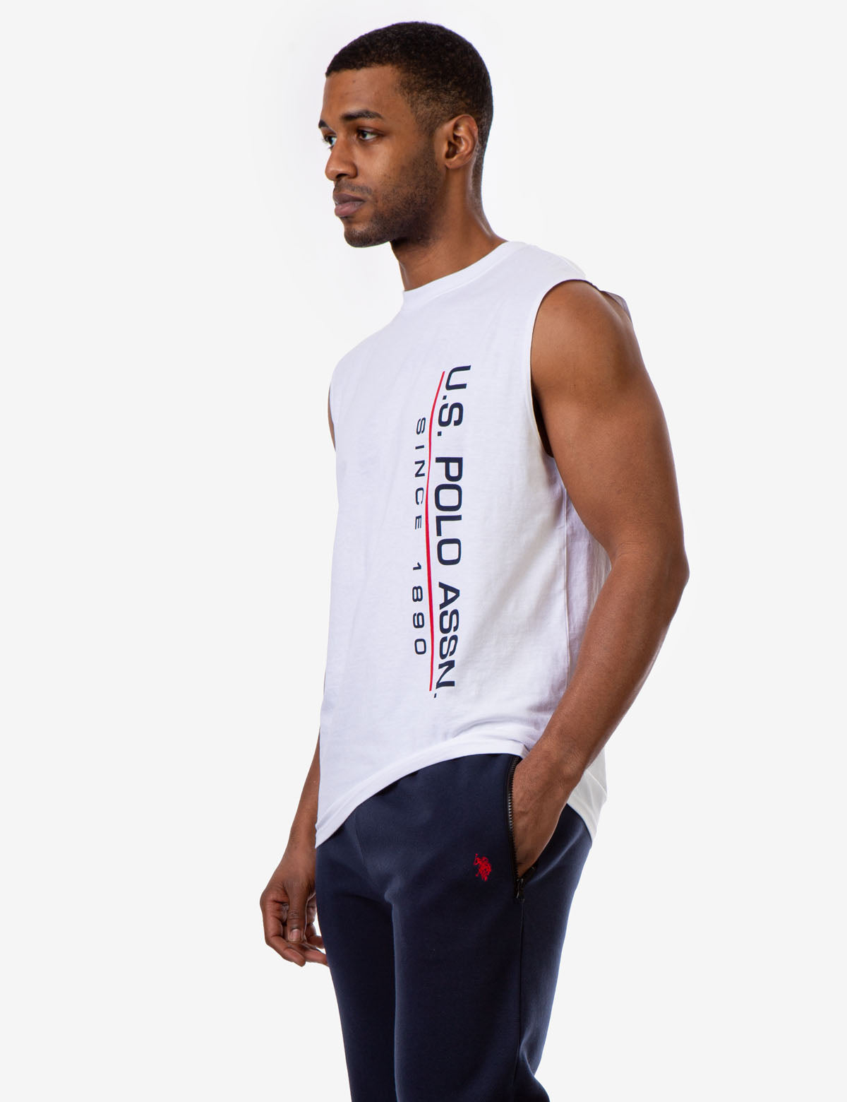 Muscle Tank with U.S. POLO ASSN. Lettering | Sleeveless Crew Neck