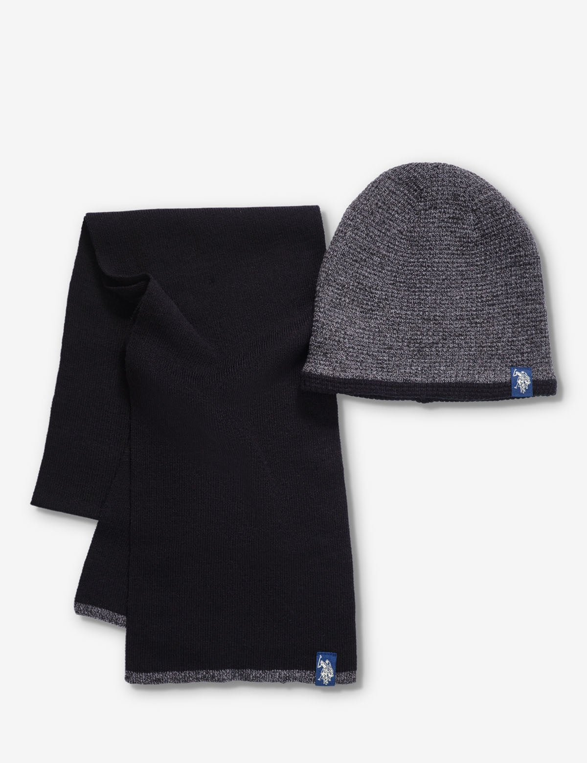 Waffle Knit Beanie & Scarf Set with Fleece Lining