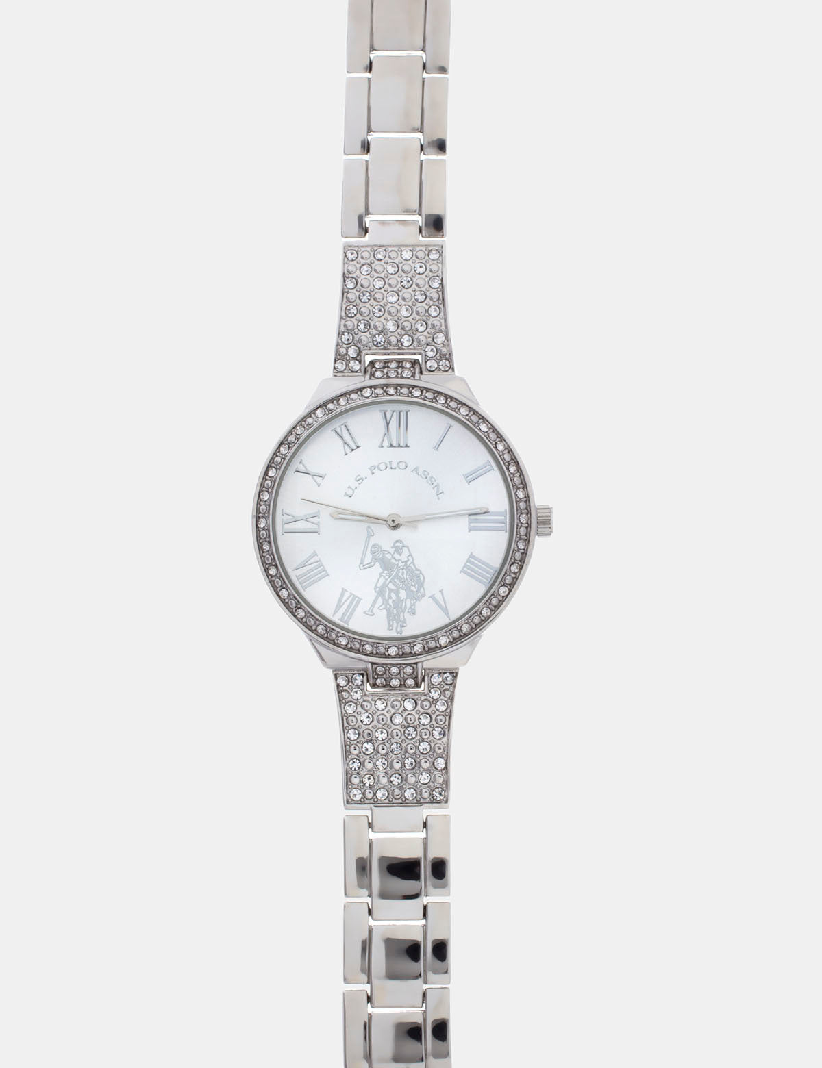 Diamond Face Watch with Silver Chain Band | Elegant Timepiece