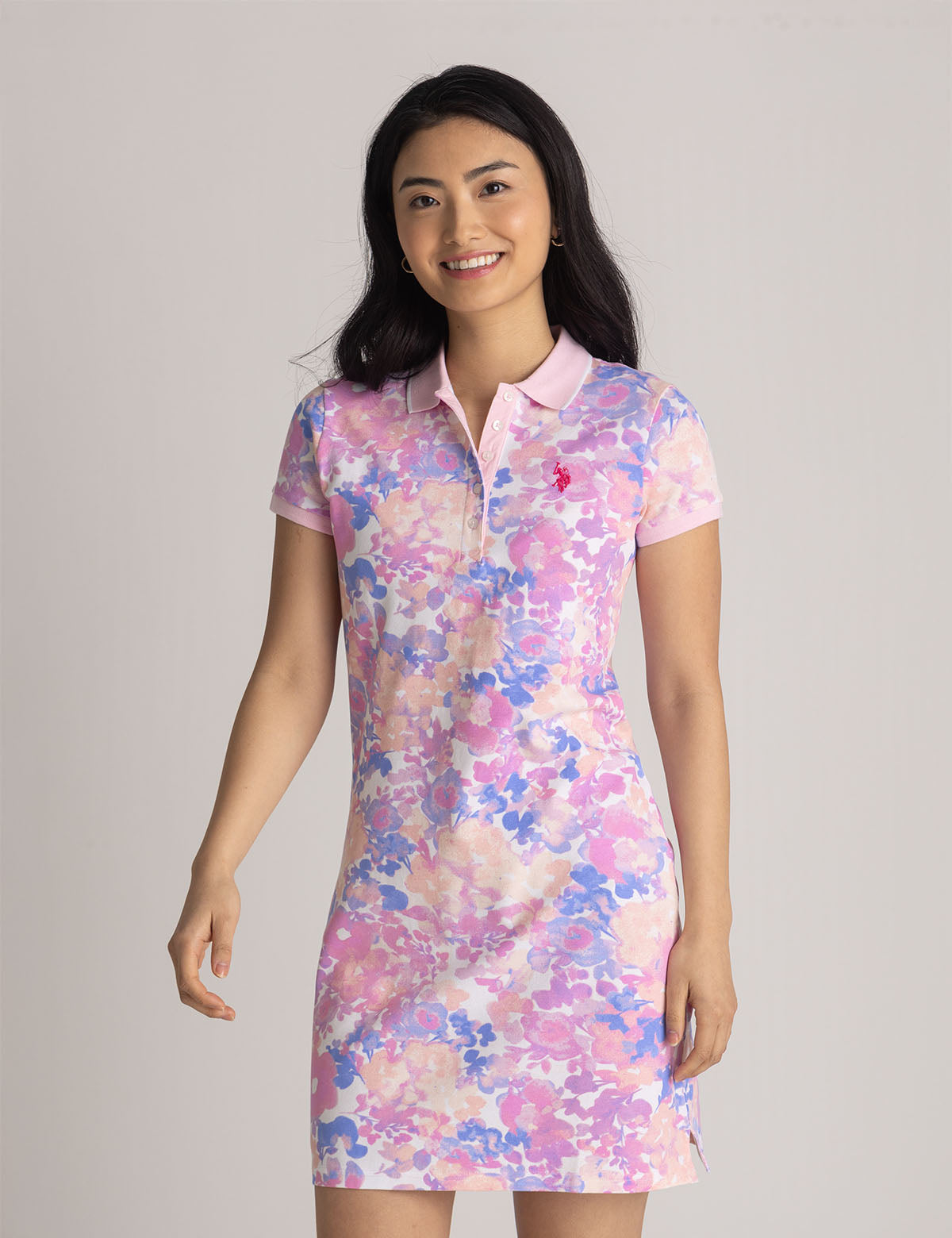 Floral Print Polo Dress for Women | Water Floral Design