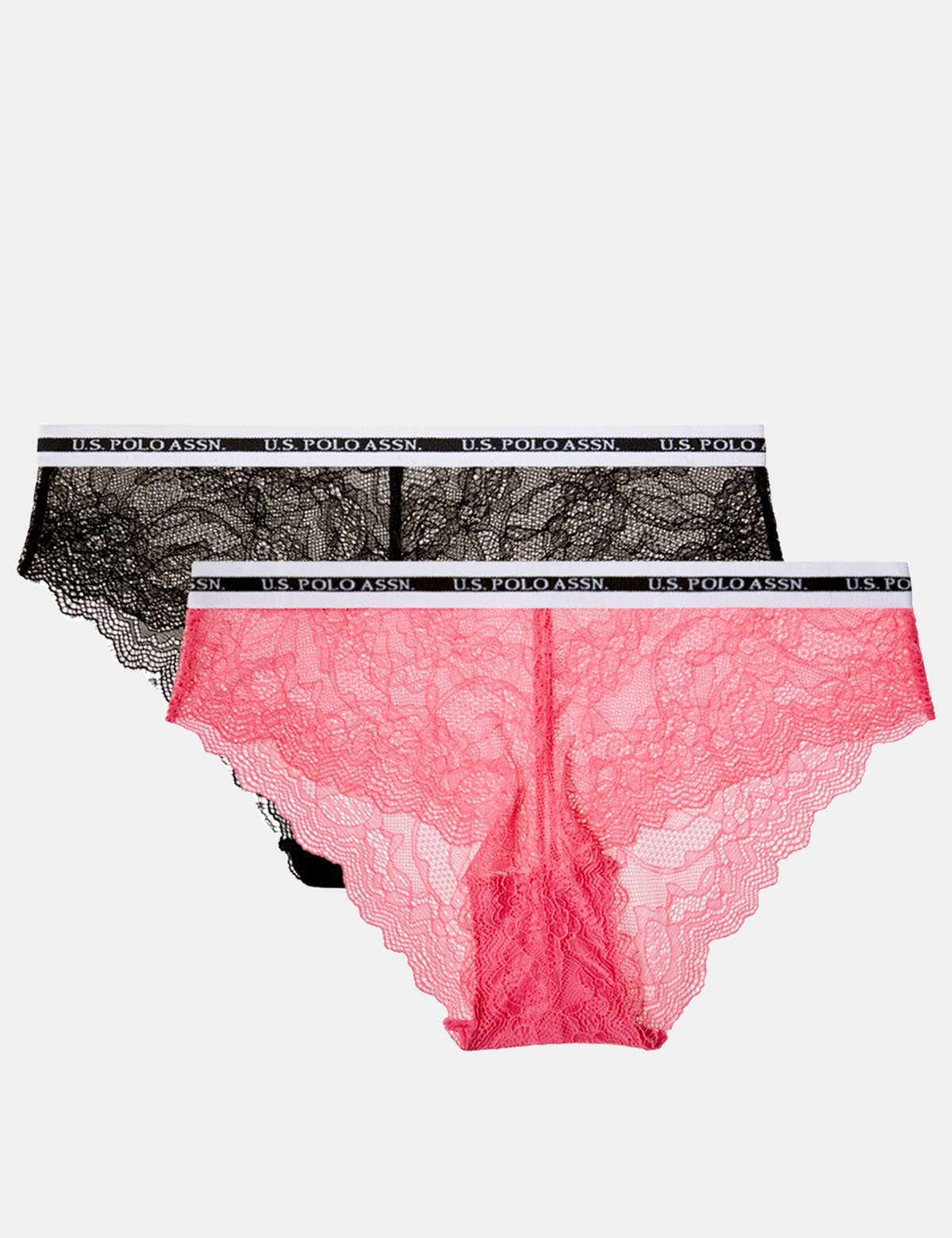 Hi-Cut Lace Bikini 2-Pack with Logo Waistband | Pink & Black
