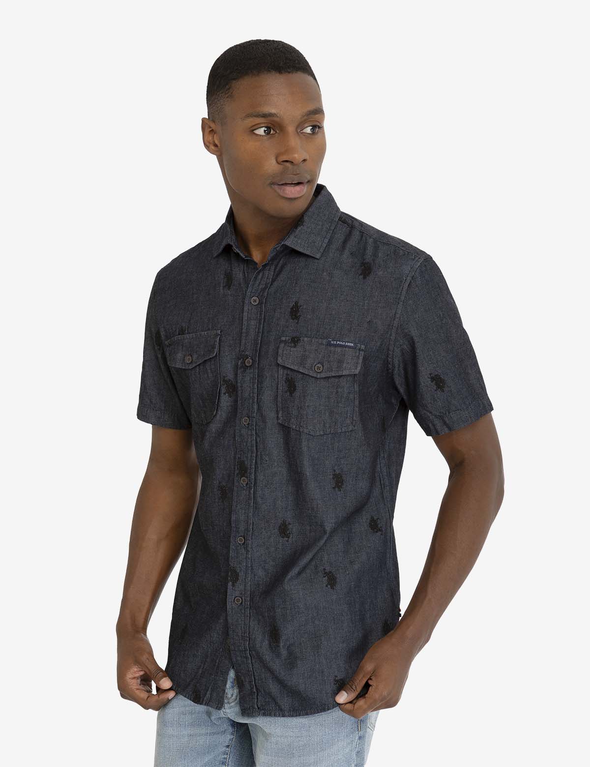 All Over Logo Denim Shirt | White Label