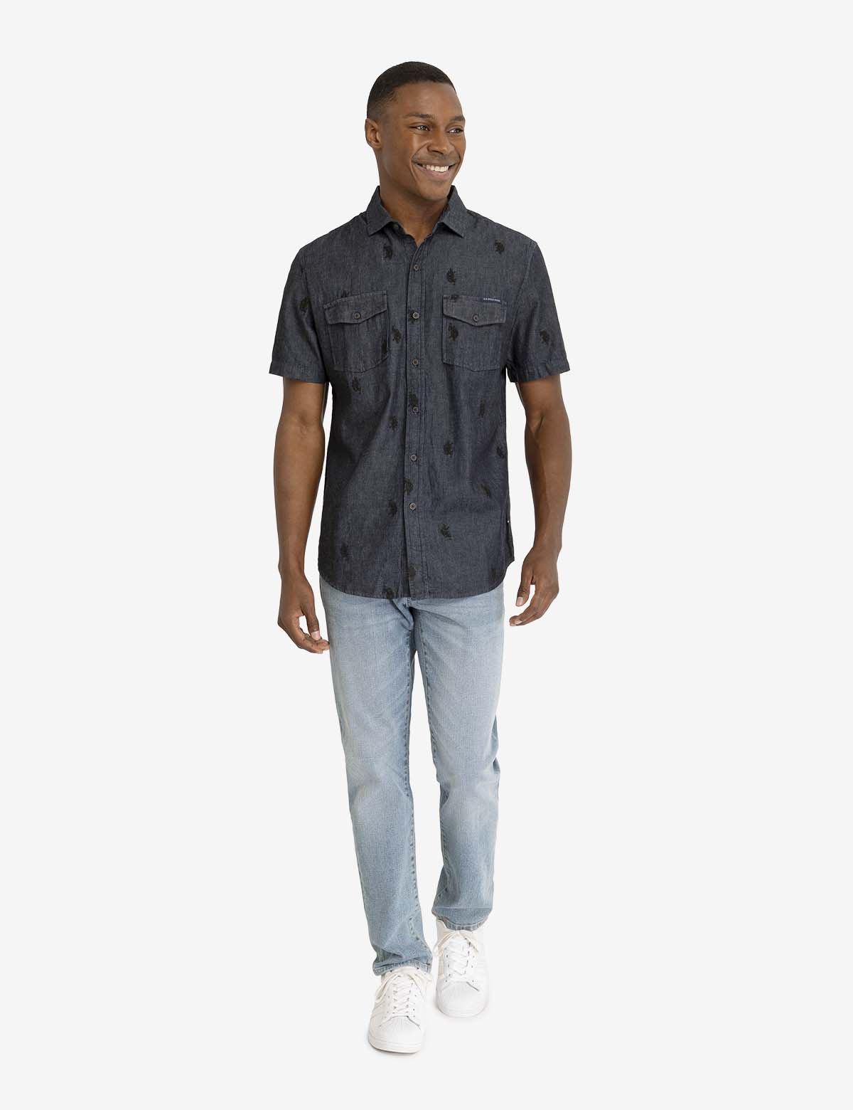 All Over Logo Denim Shirt | White Label