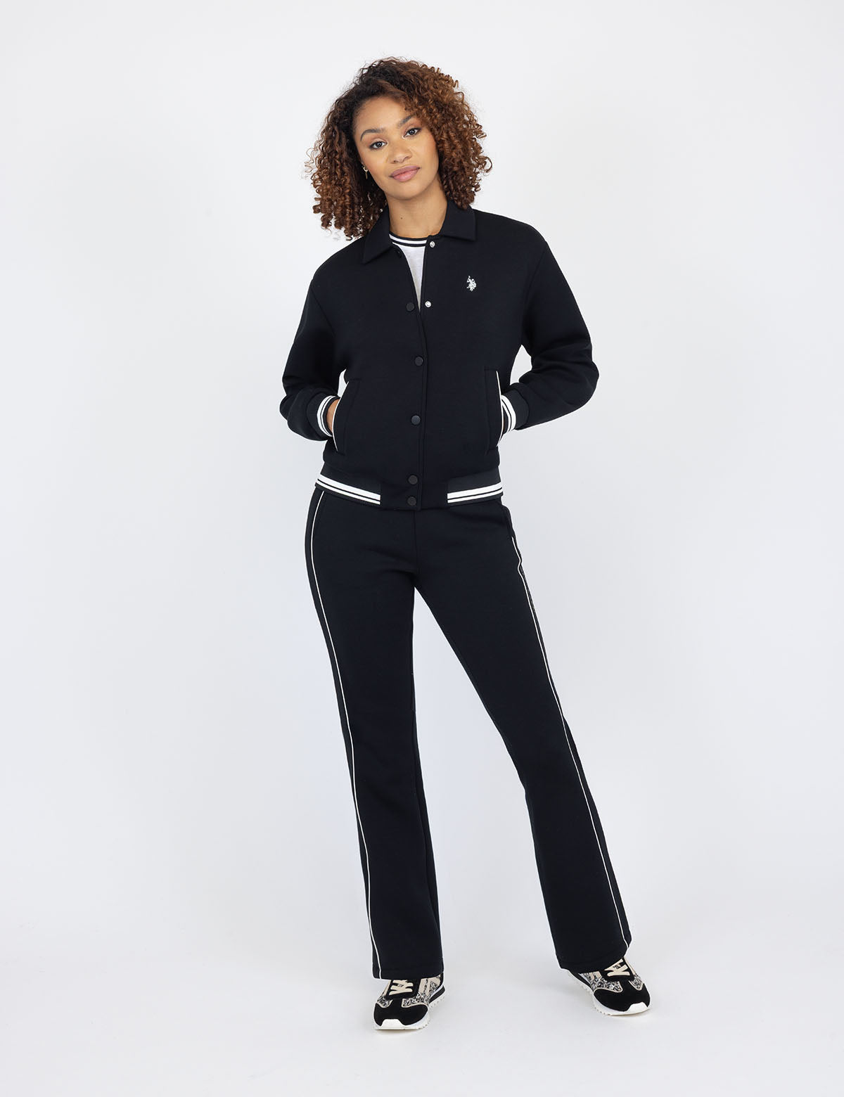 White Snap Collar Bomber Jacket | Classic Aviator Style