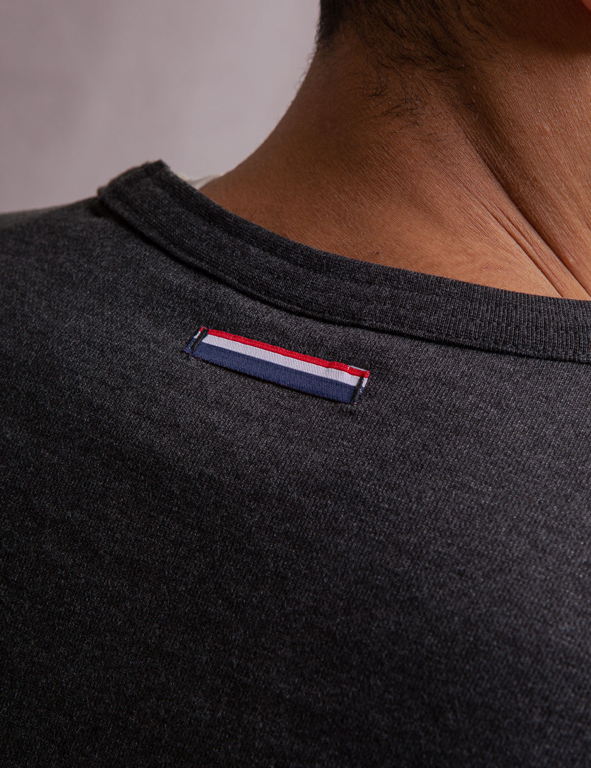 French Terry Crew Neck Pullover with Ribbed Cuffs | White Label