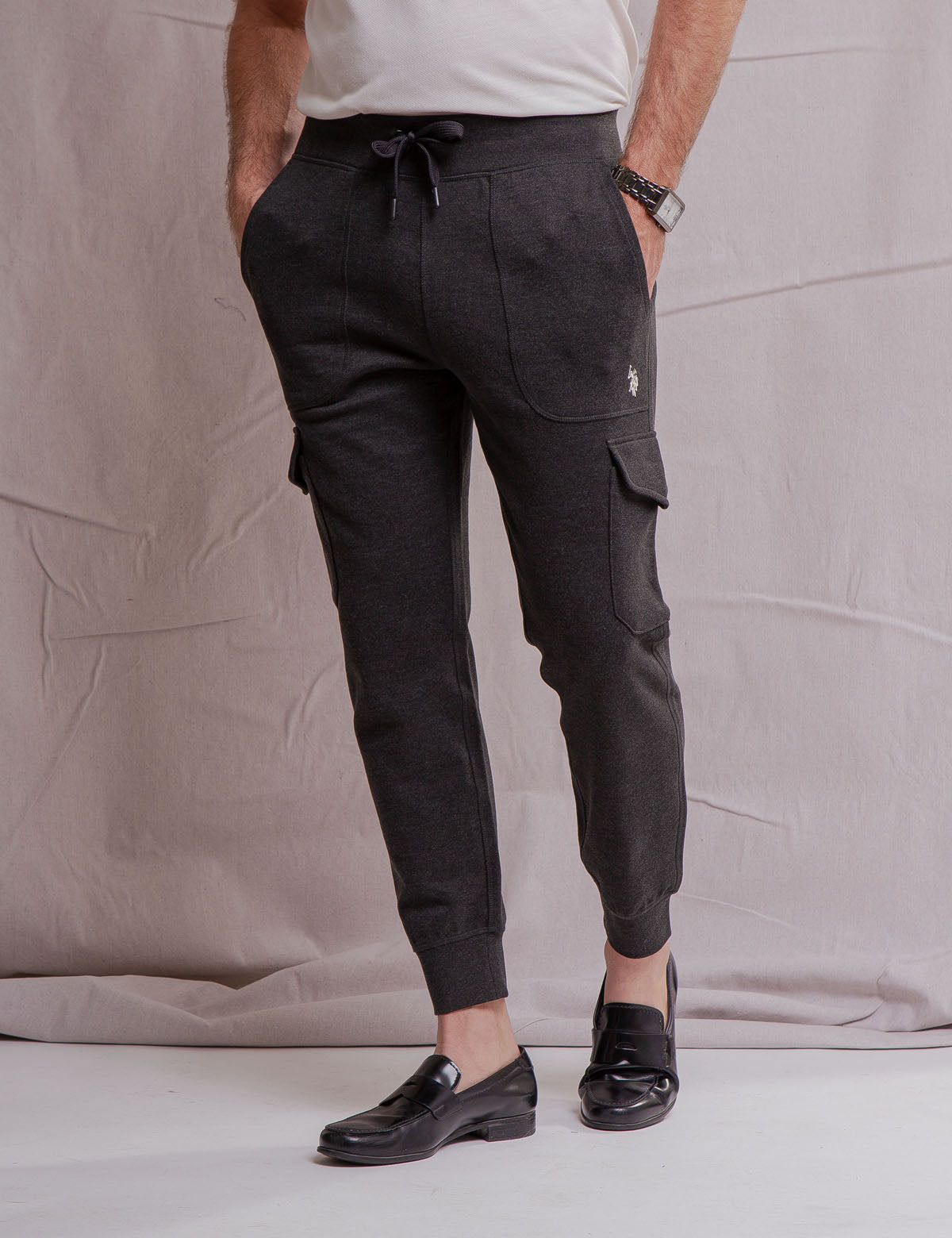 French Terry Cargo Joggers for Men | 100% Cotton with Drawstring Waist