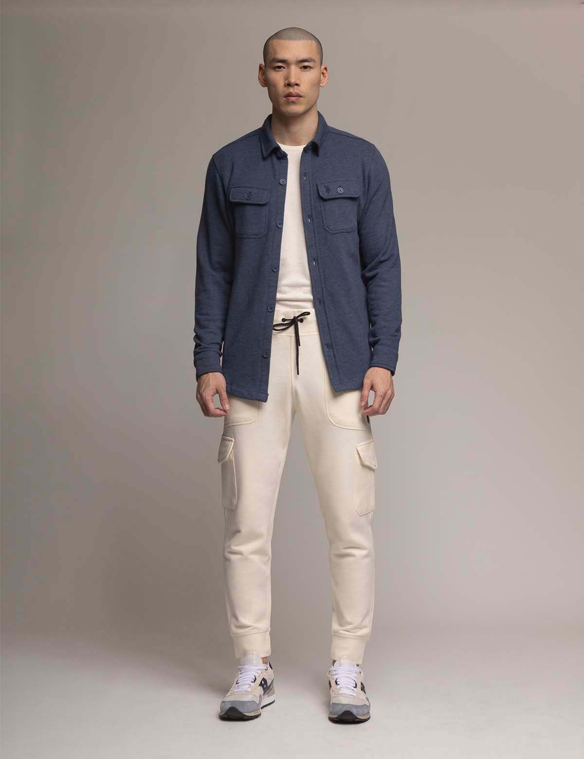 French Terry Cargo Joggers for Men | 100% Cotton with Drawstring Waist