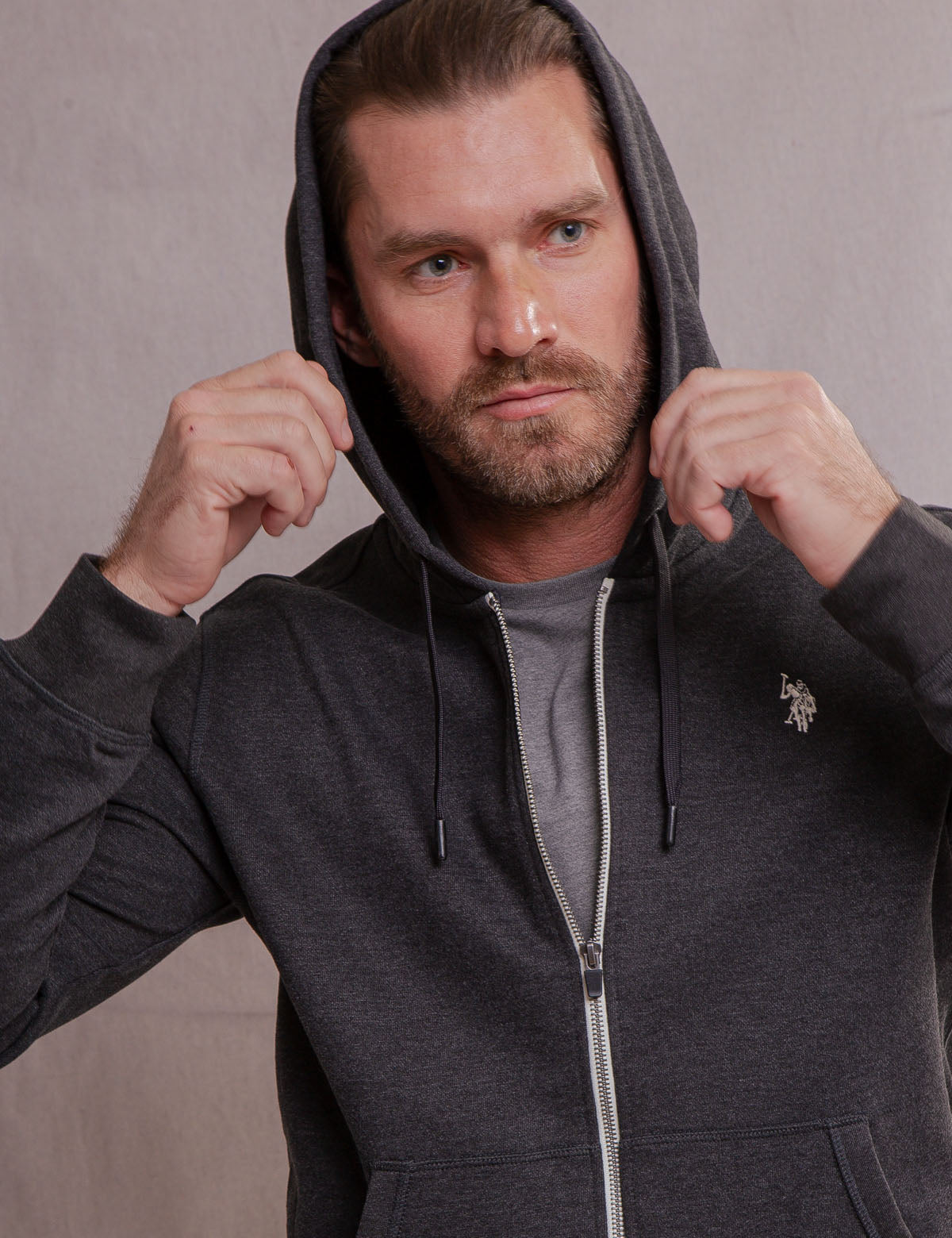 Men's Full Zip Hoodie with Kangaroo Pockets | White Label