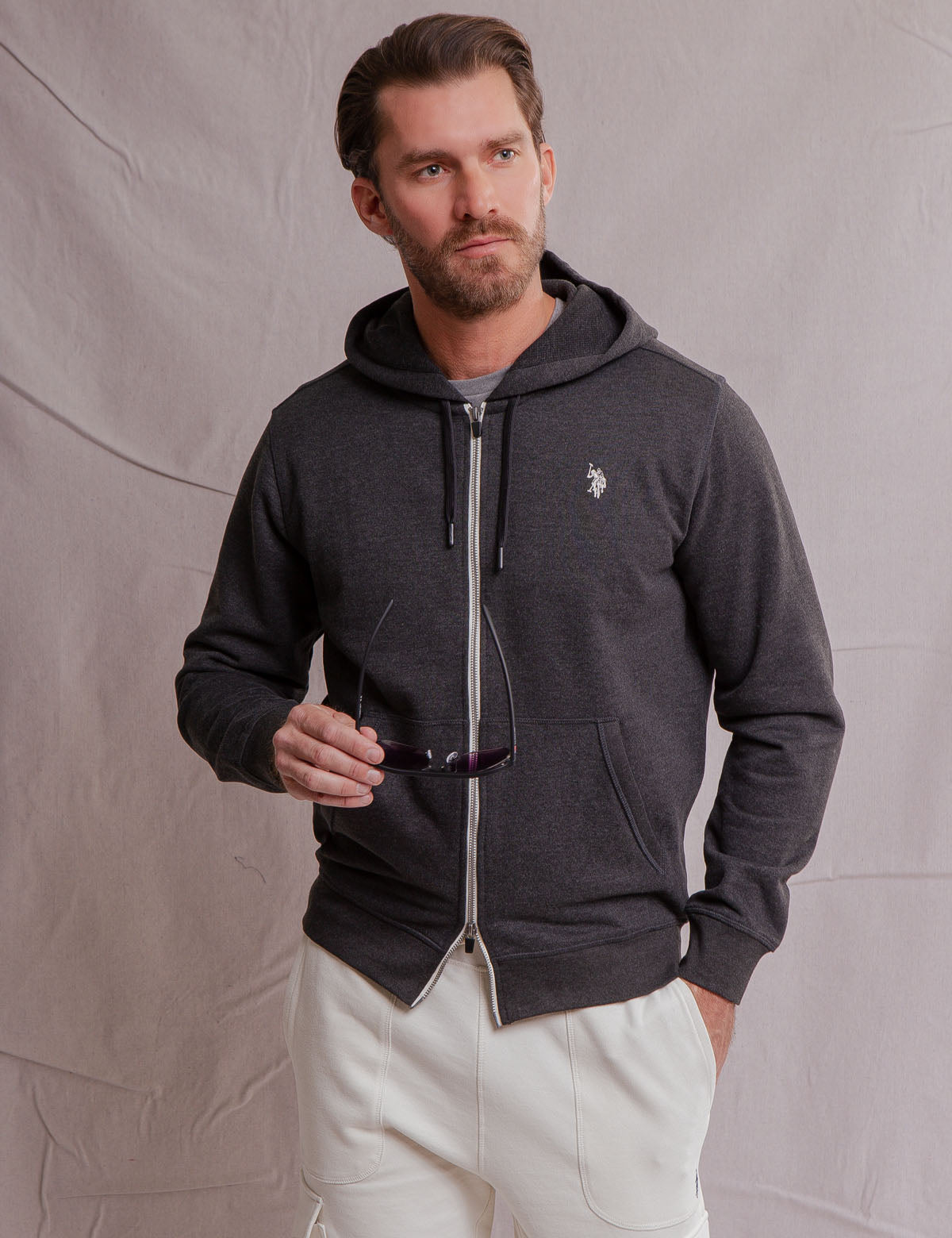 Men's Full Zip Hoodie with Kangaroo Pockets | White Label