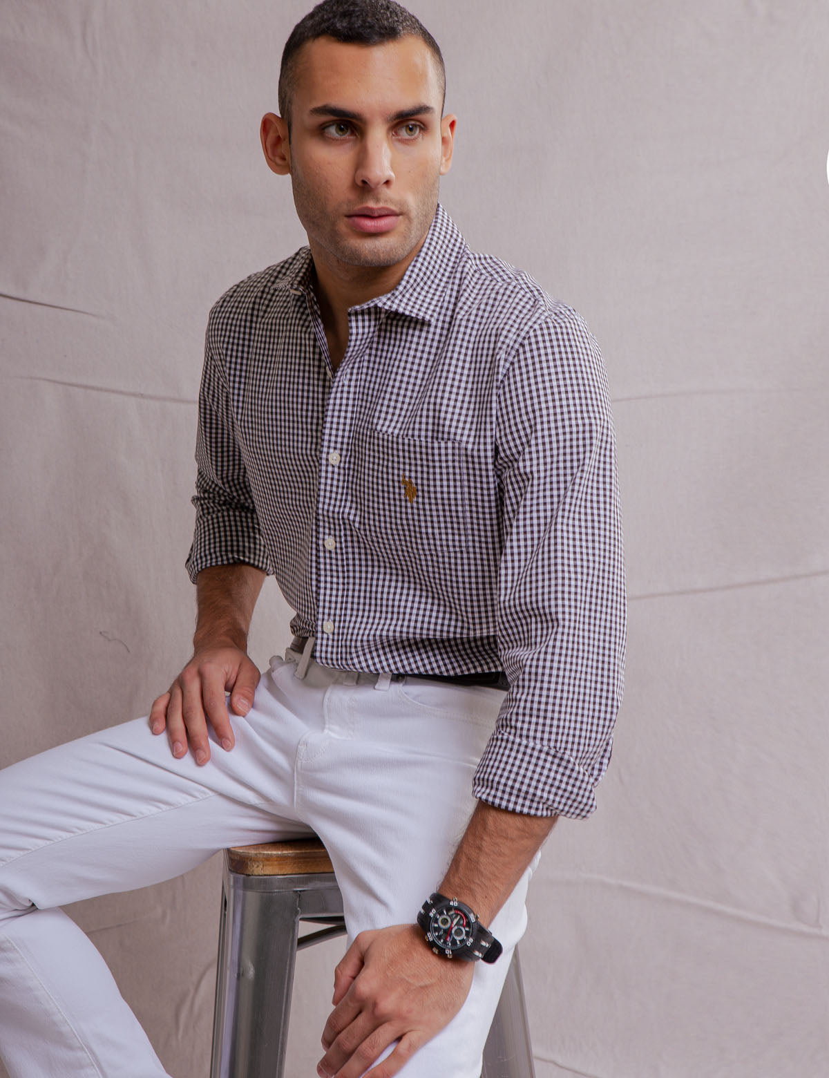 Classic Gingham Poplin Shirt with Stretch & Comfort | White Label
