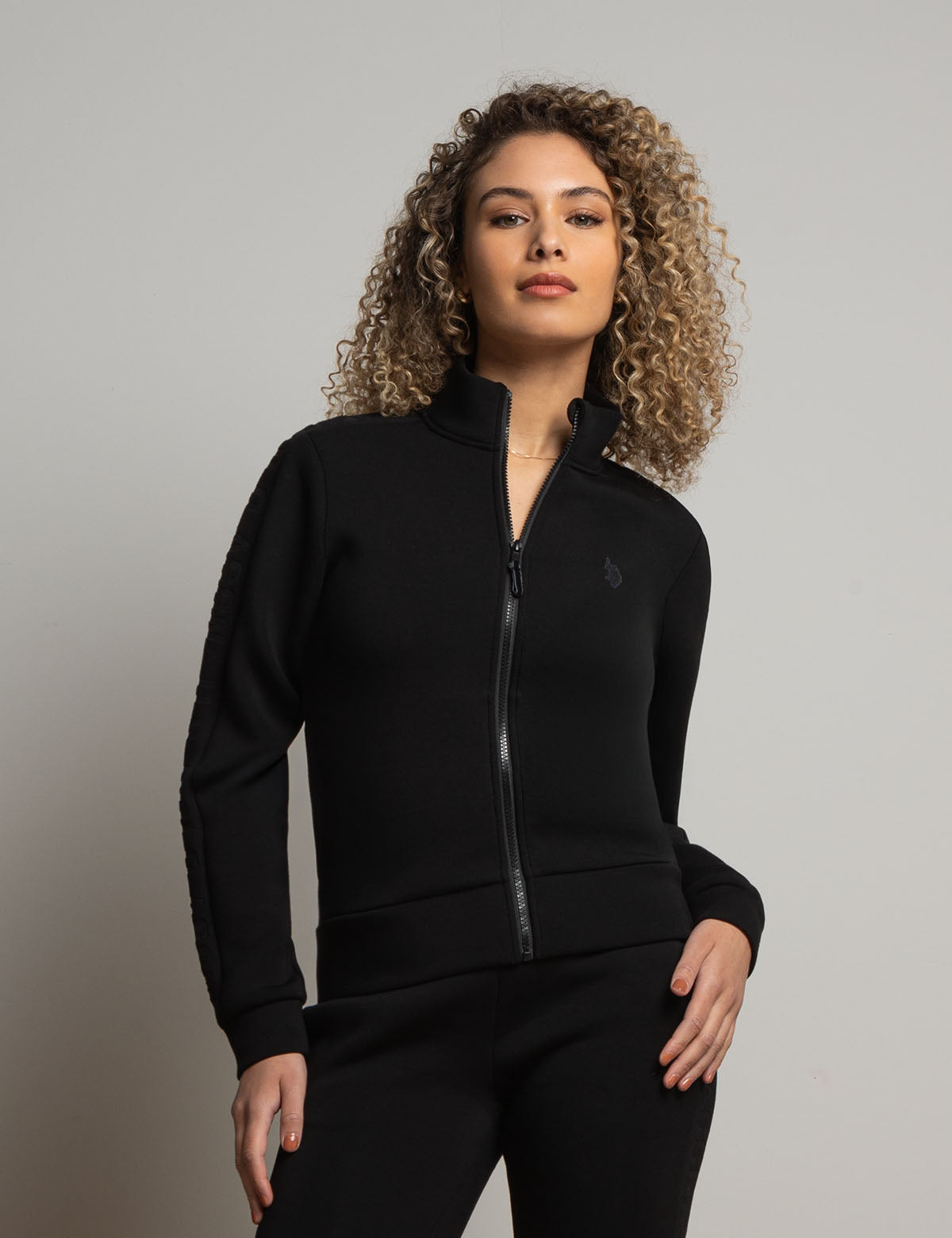 Mock Neck Scuba Zip Jacket with Tailored Fit | White Label