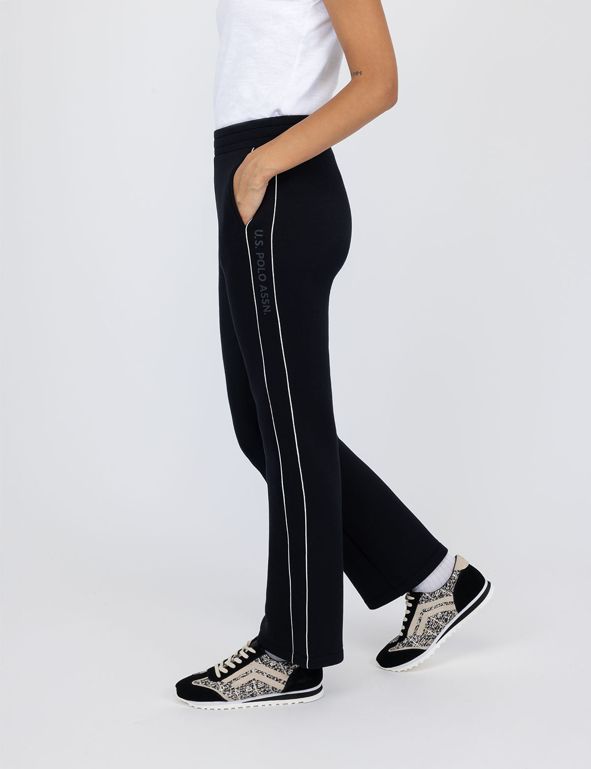White Label Straight Leg Pants with Side Stripes