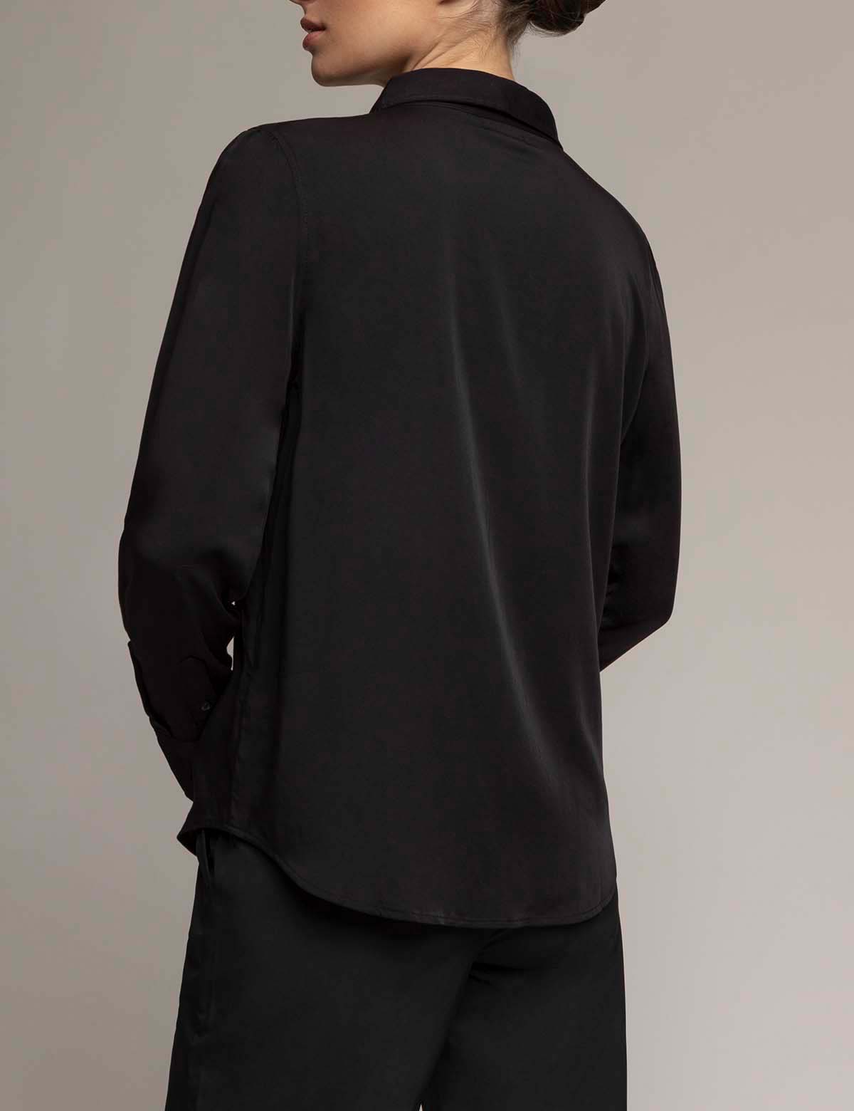 Silk Touch Long Sleeve Shirt with Ruching & Pearl Buttons | White Label
