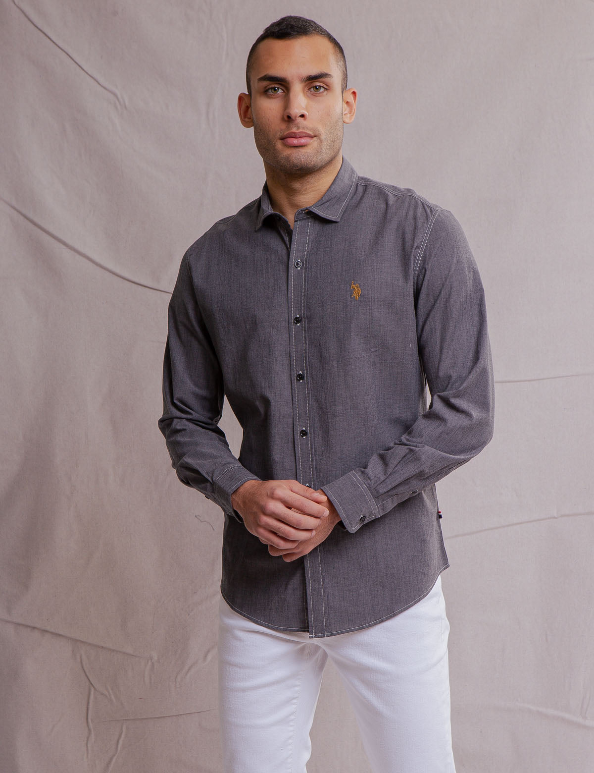 Stretch Chambray Shirt for Men | White Label Classic Fit