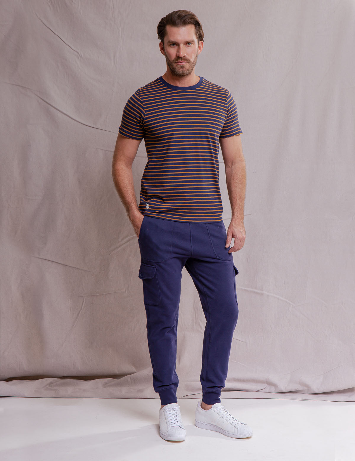 Supima Cotton Striped T-Shirt for Men | Soft Crew Neck Tee