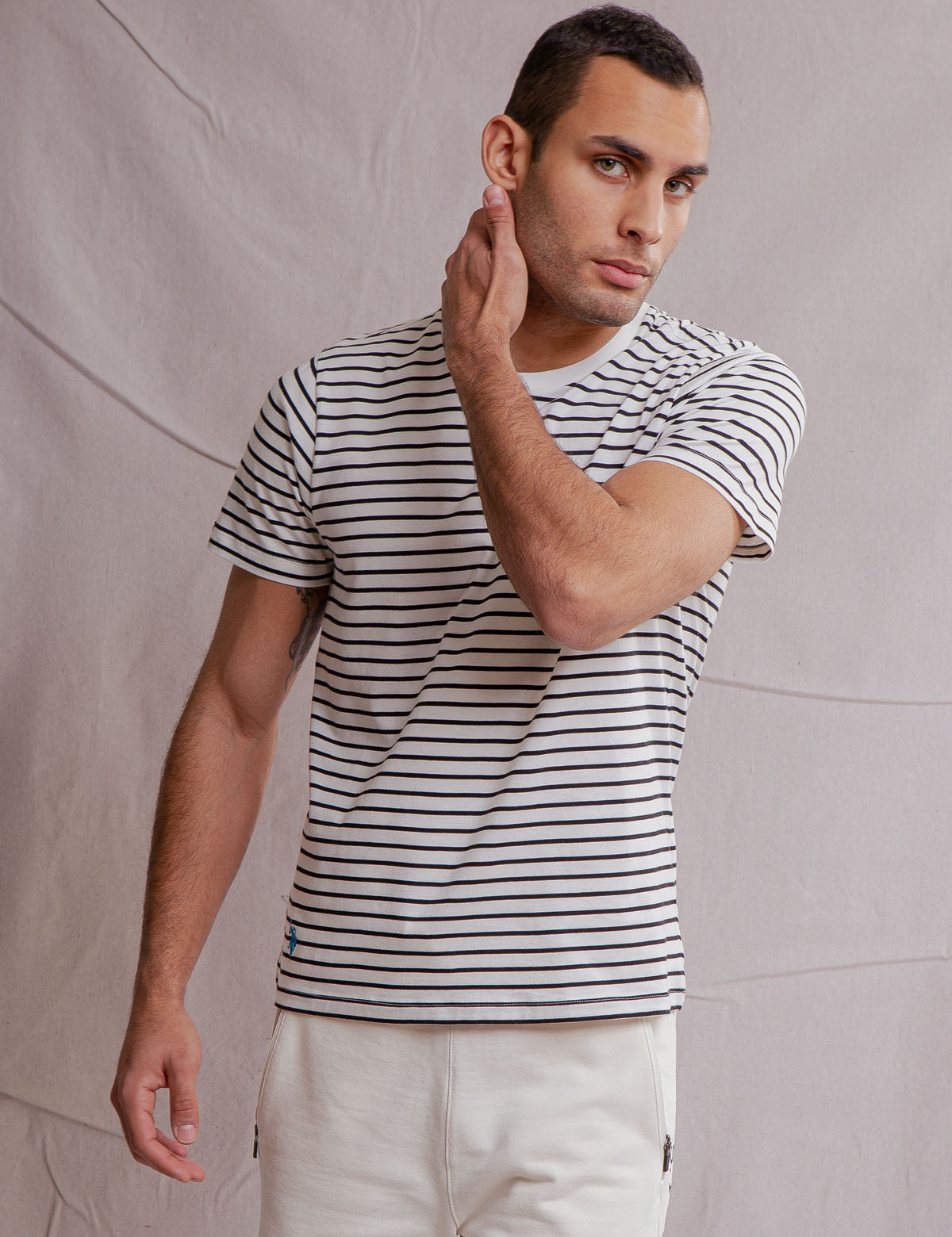 Supima Cotton Striped T-Shirt for Men | Soft Crew Neck Tee