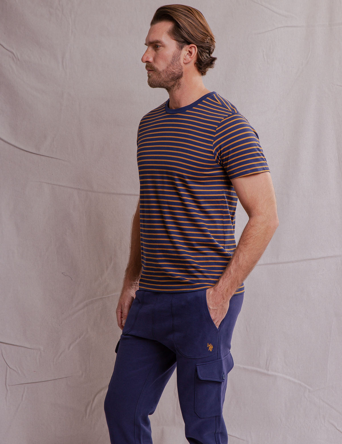 Supima Cotton Striped T-Shirt for Men | Soft Crew Neck Tee
