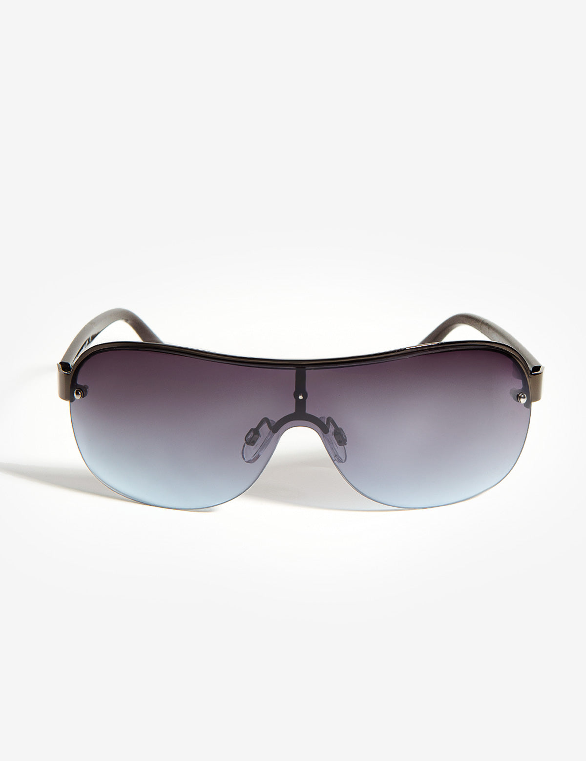 Metal Rim Sunglasses with UV Protection & Blue Gradient Lens | Wide Shield