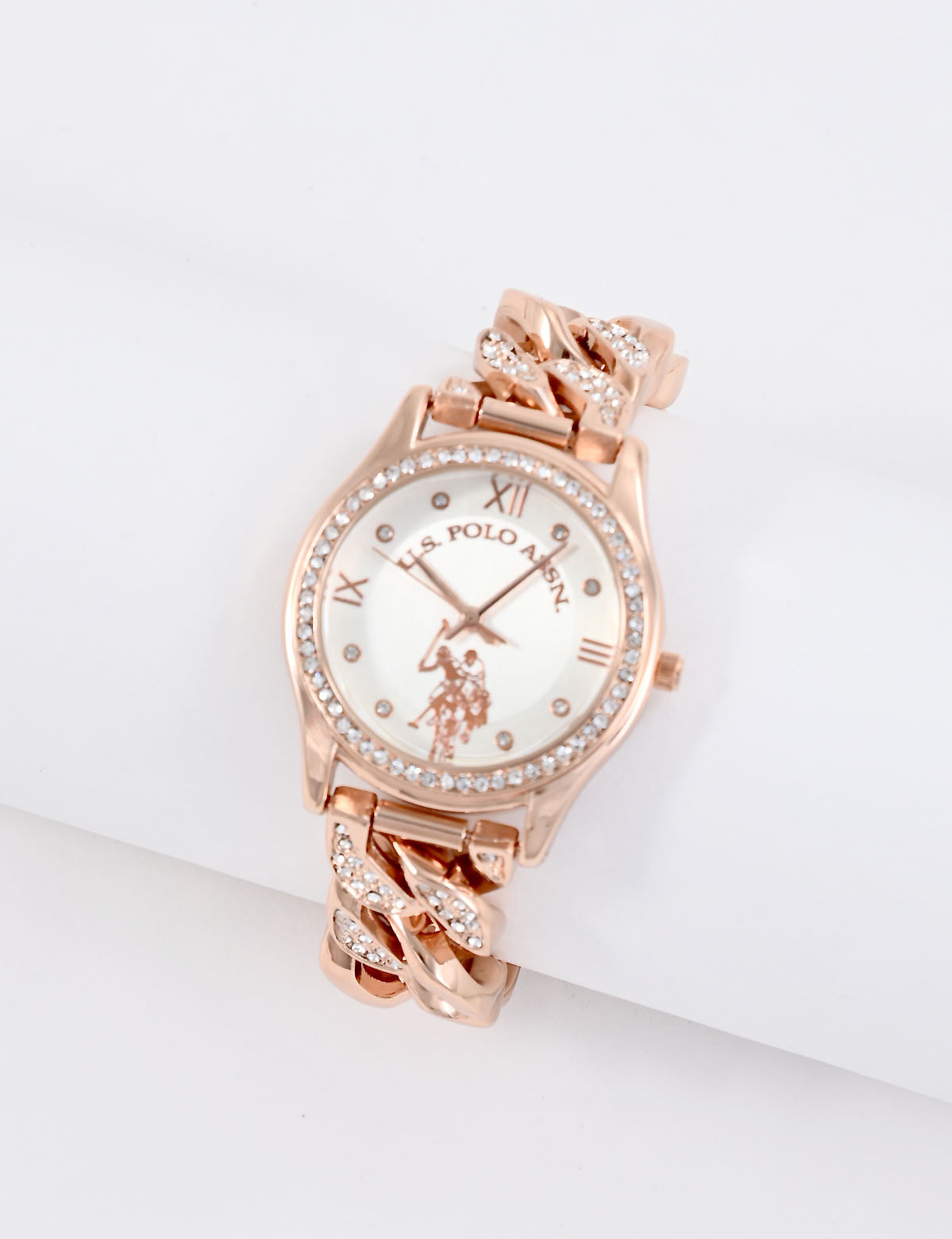 Women's Crystal Embellished Chain Watch | Elegant & Stylish
