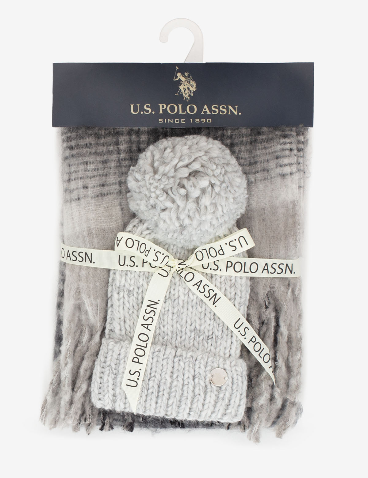 Women's Pom Pom Beanie & Plaid Scarf Set | Winter Accessories