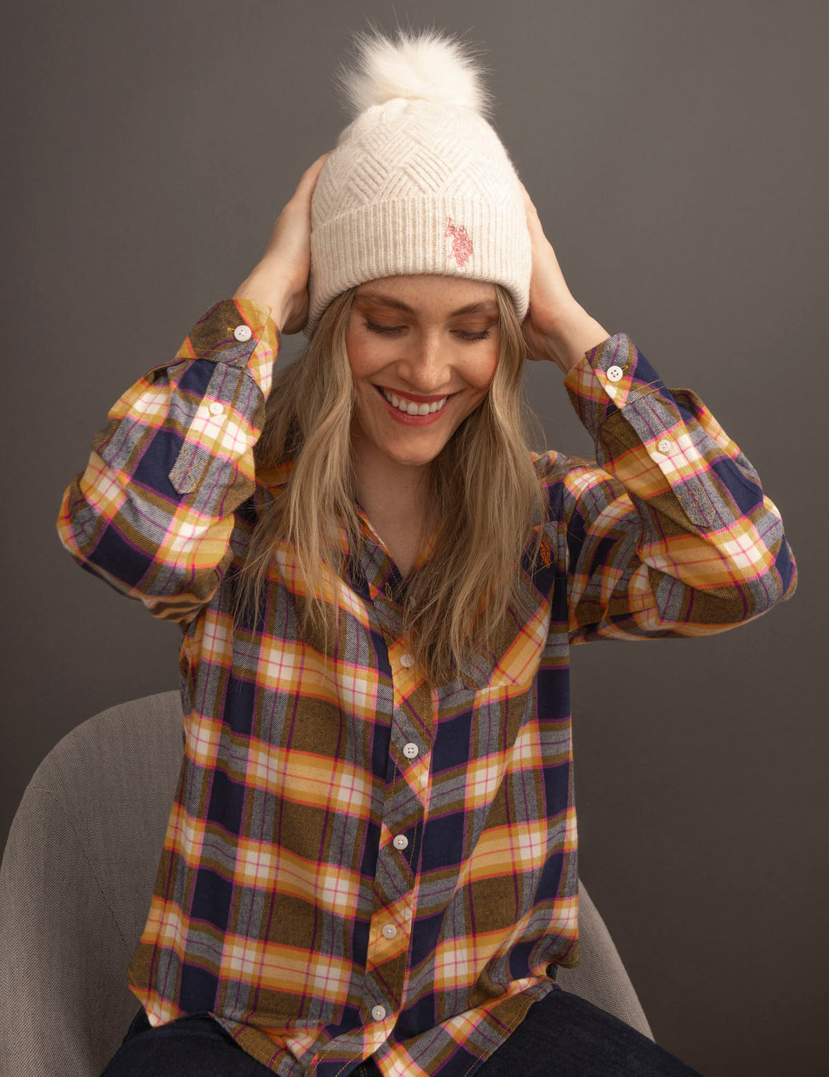 Women's Pom Pom Beanie | Marled Knit Winter Hat