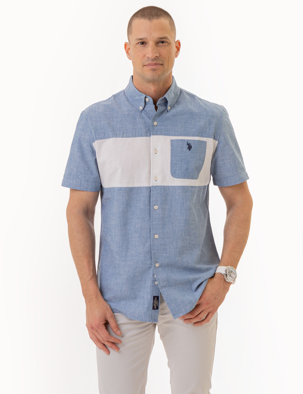 Yarn-Dye Canvas Shirt with Chest Pocket | Casual Woven Top