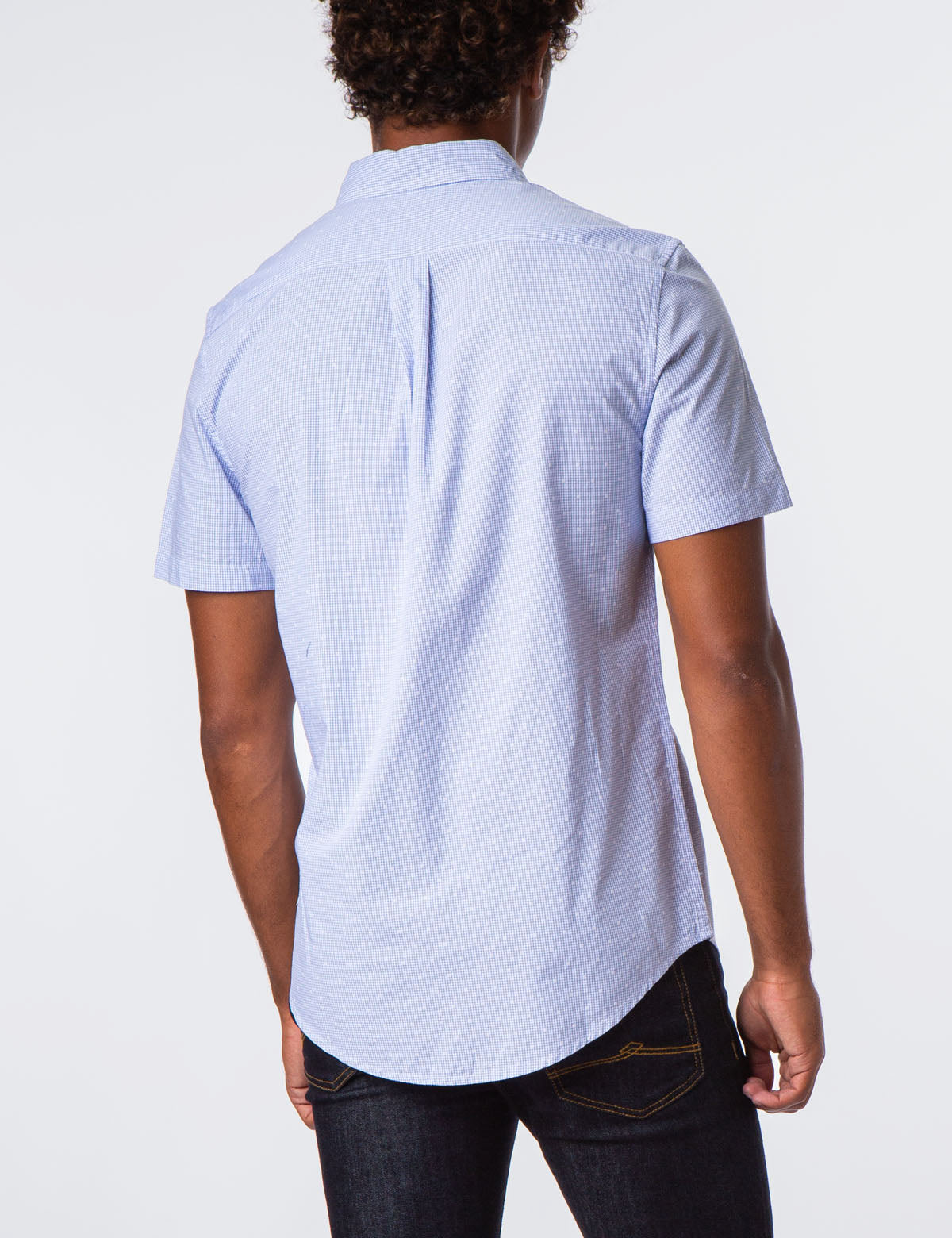 Yarn Dye Check Dobby Shirt with Short Sleeves & Patch Pocket