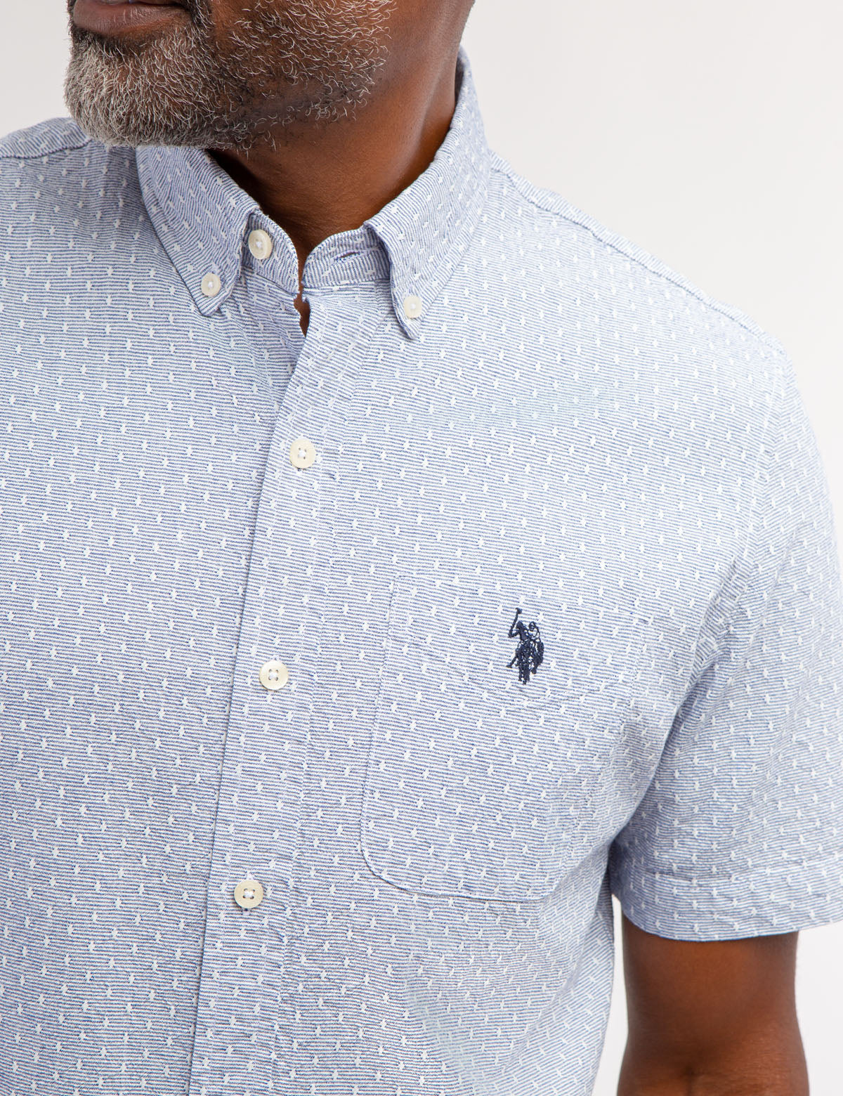 Yarn Dye Dobby Pattern Short Sleeve Shirt | Casual Summer Top