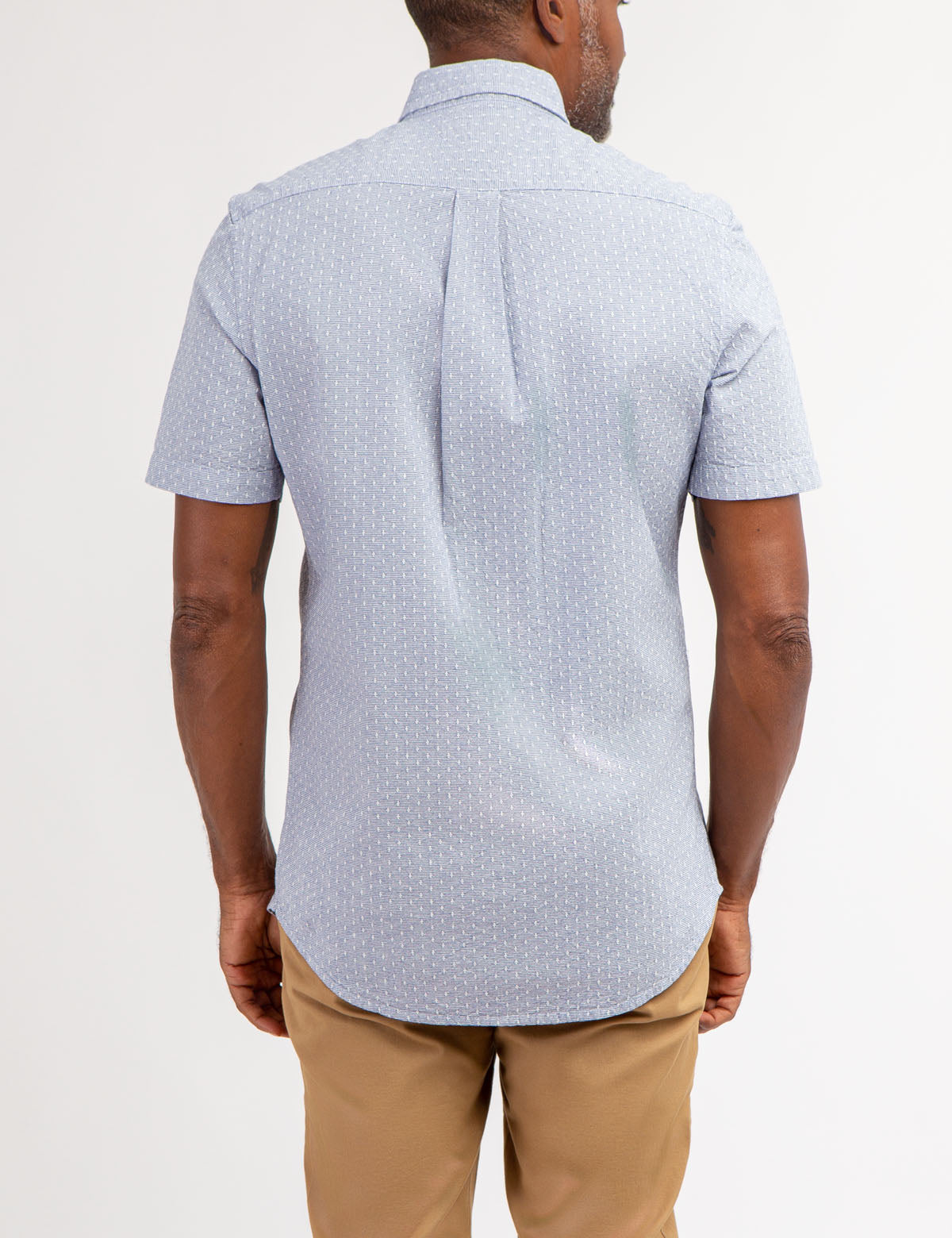 Yarn Dye Dobby Pattern Short Sleeve Shirt | Casual Summer Top