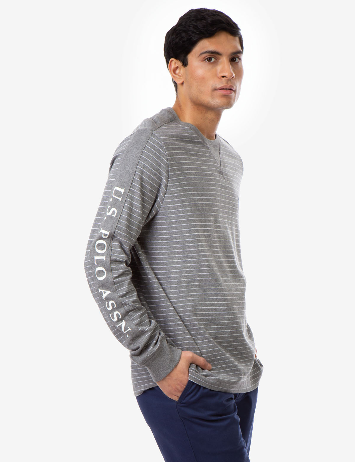 Long Sleeve Pique Polo Shirt with Striped Design | U.S. POLO ASSN.