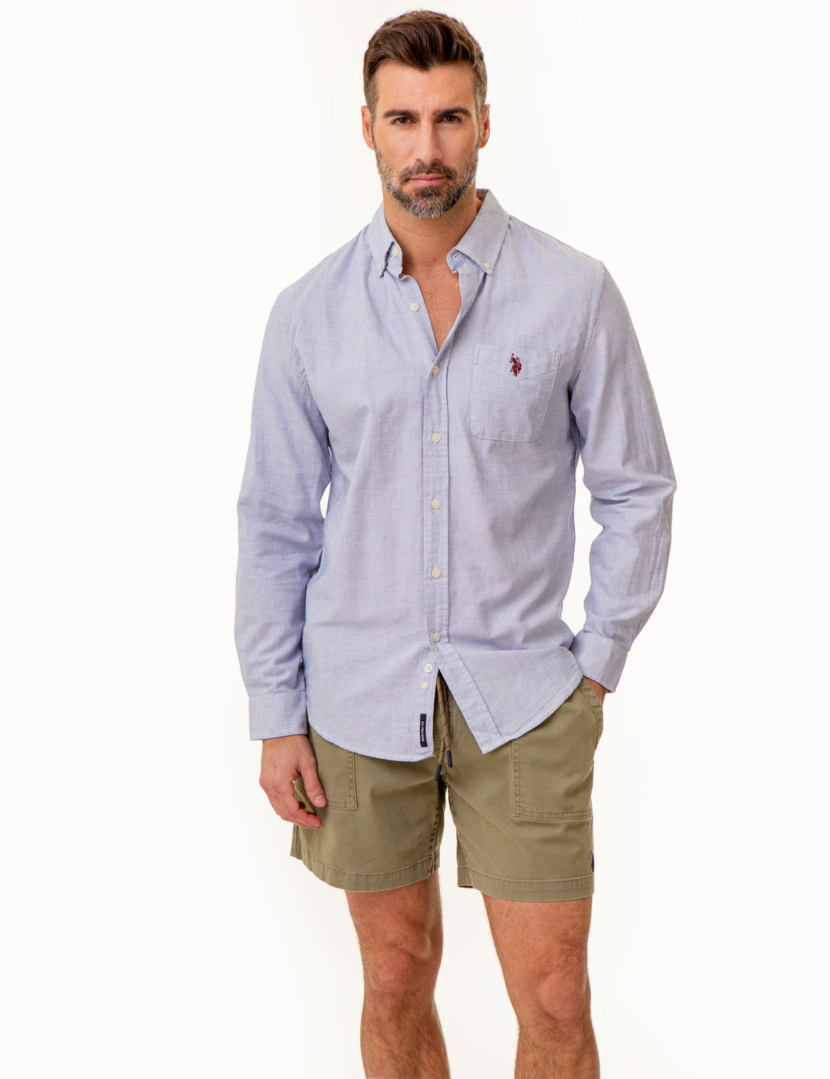 Yarn-Dye Square Weave Long Sleeve Shirt | Classic Casual Wear