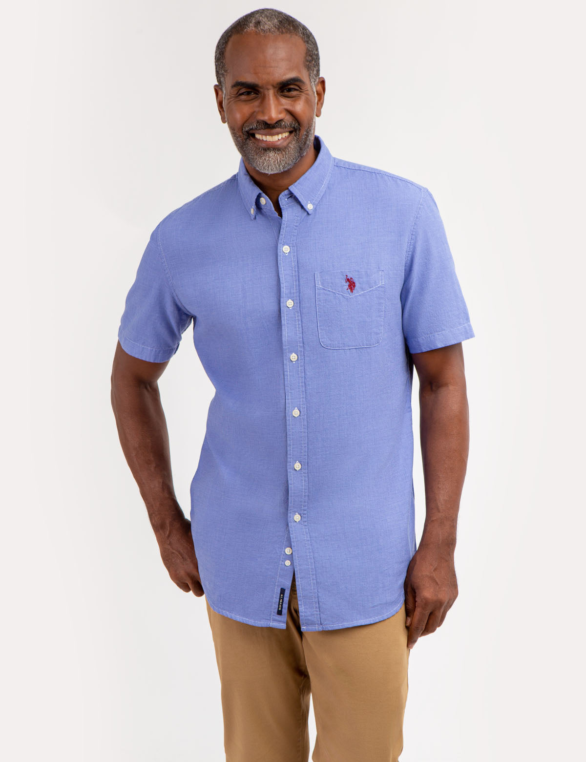 Yarn-Dye Square Weave Short Sleeve Shirt | Casual Summer Top