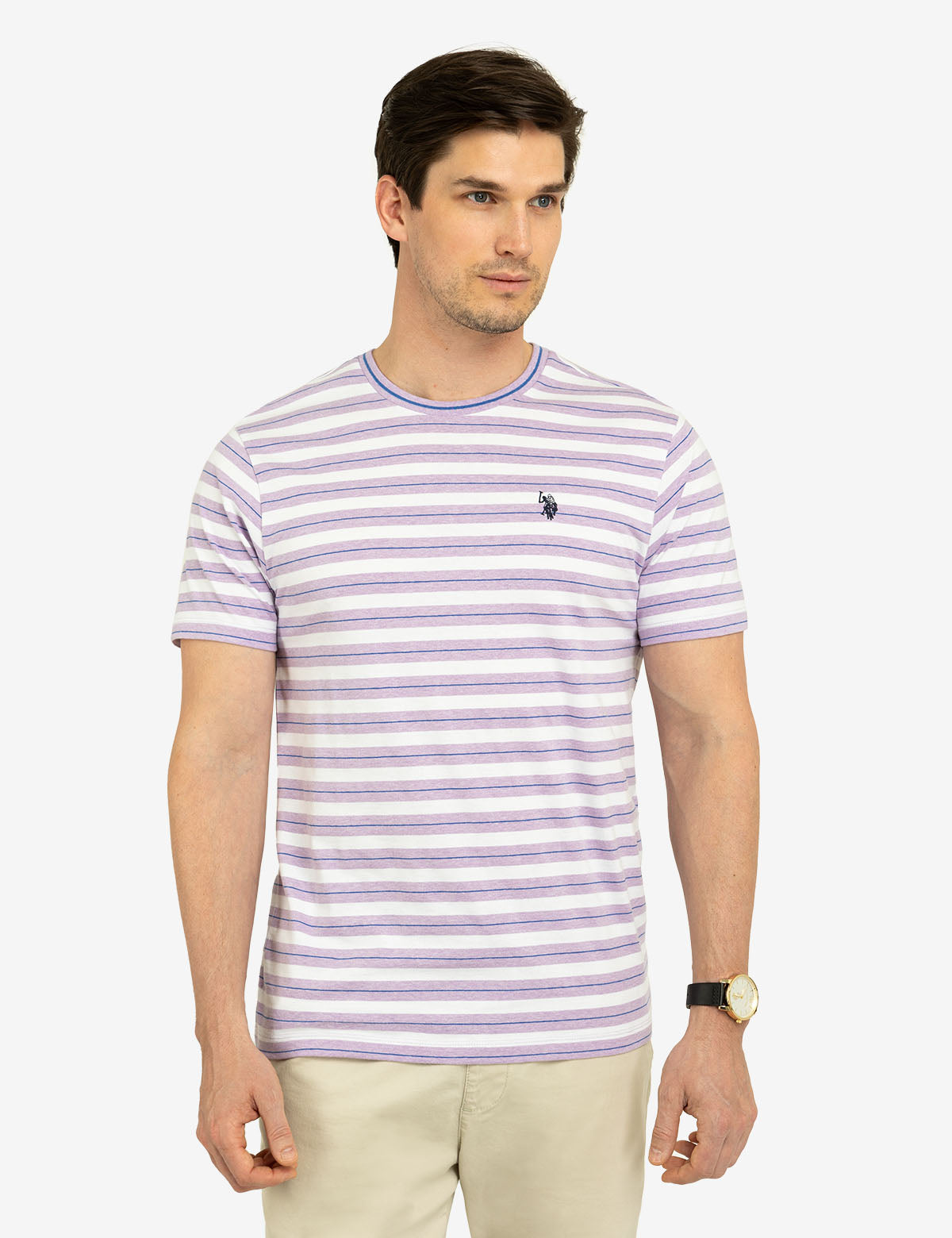 Striped Crew Neck T-Shirt | Yarn Dye Jersey Cotton